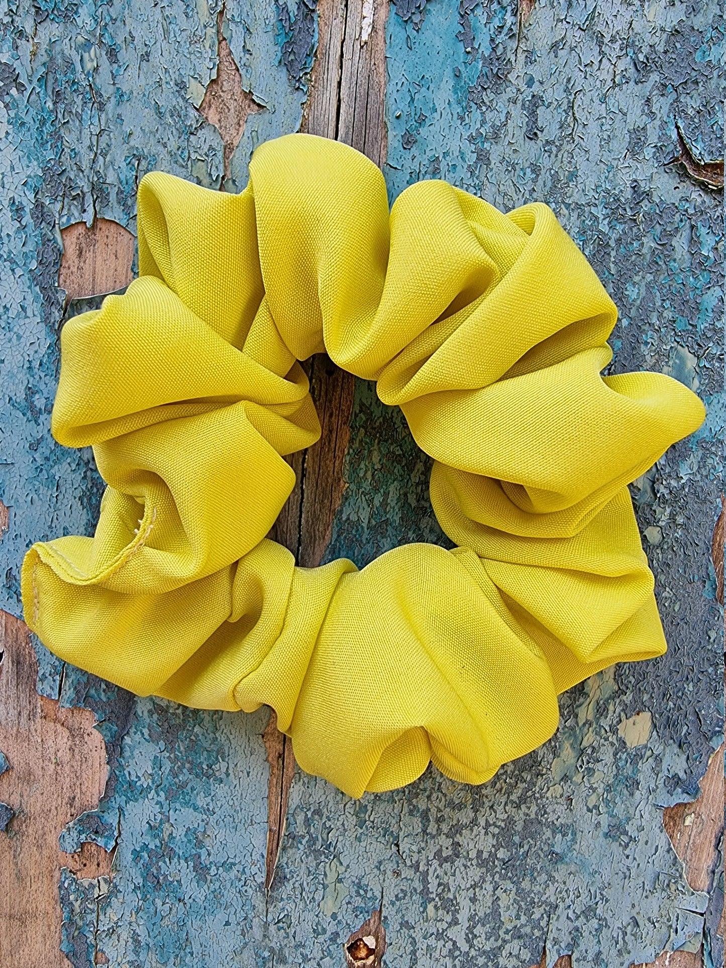 Soft Lemon Yellow Crepe Scrunchie | Hair Tie