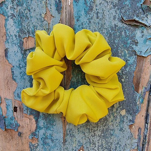 Soft Lemon Yellow Crepe Scrunchie | Hair Tie