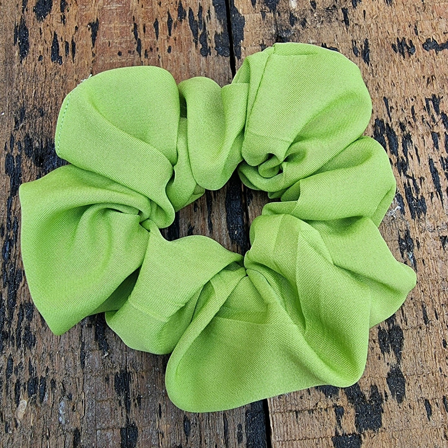 Soft Lime Green Crepe Scrunchie | Hair Tie