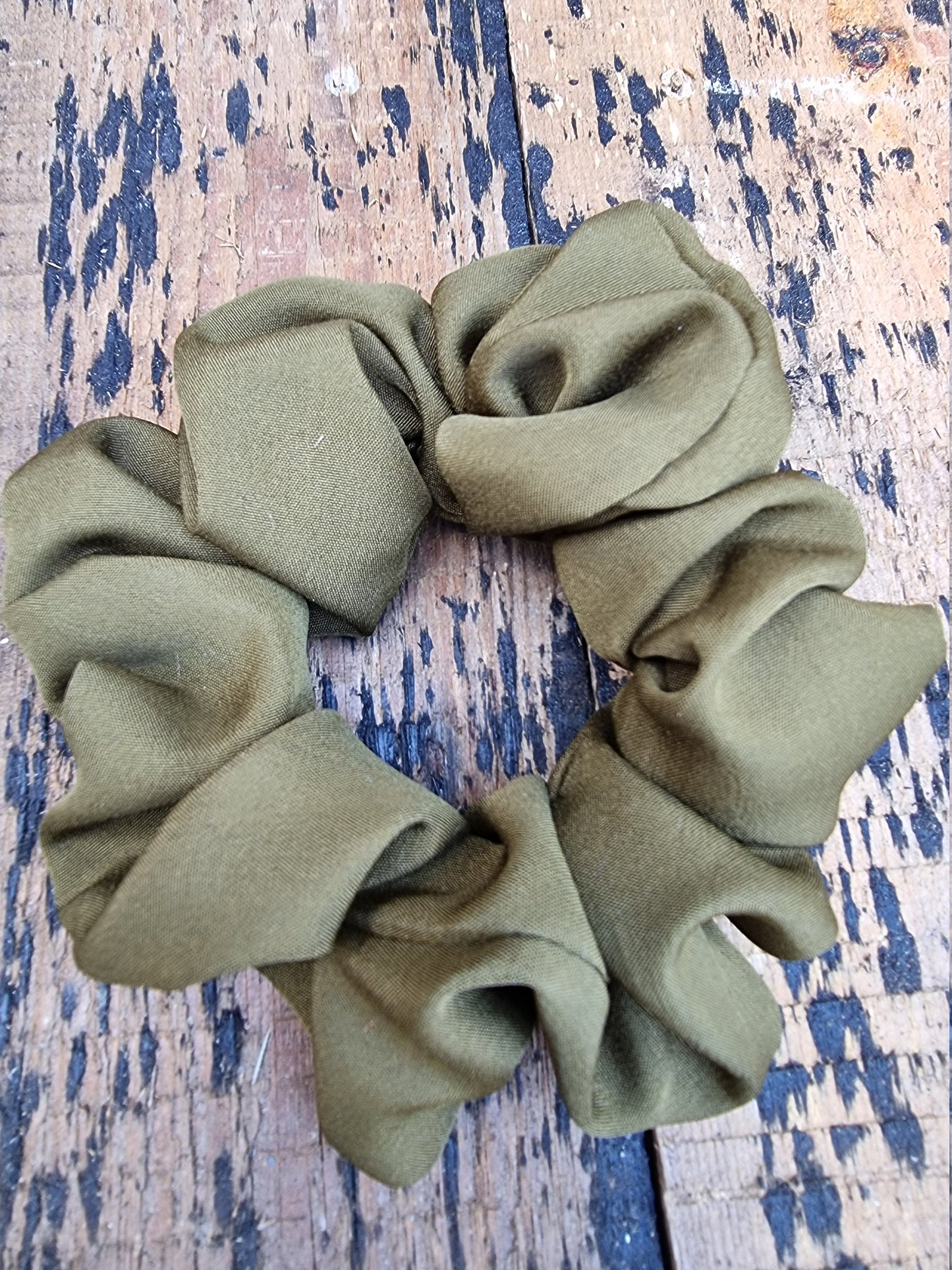 Soft Olive Green Crepe Scrunchie | Hair Tie