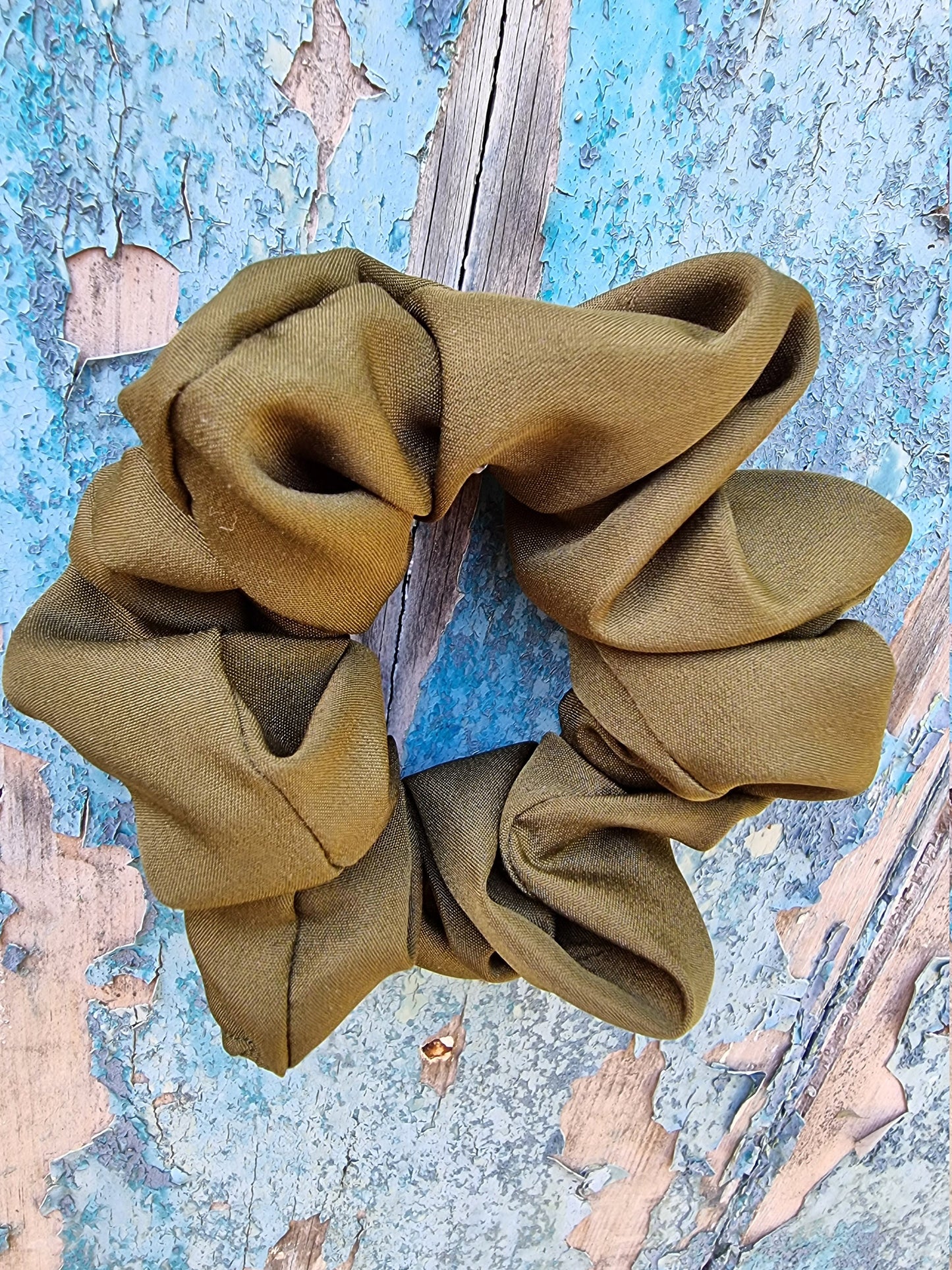 Soft Olive Green Crepe Scrunchie | Hair Tie