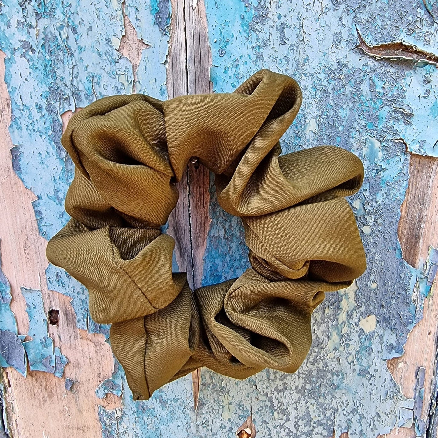 Soft Olive Green Crepe Scrunchie | Hair Tie