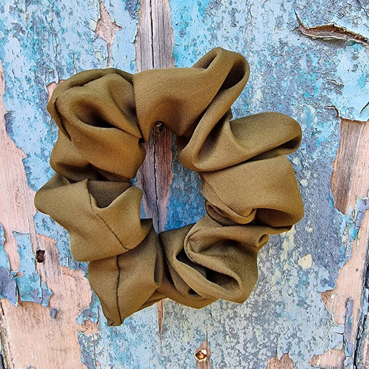 Soft Olive Green Crepe Scrunchie | Hair Tie