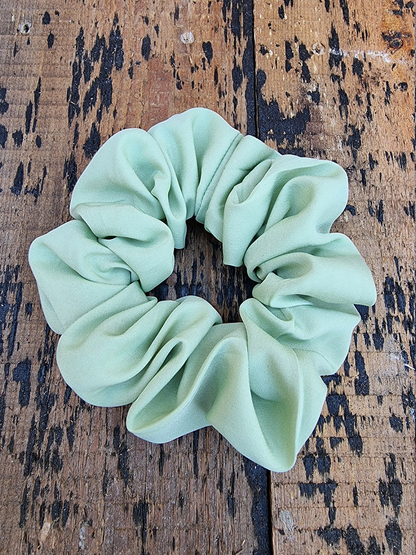 Soft Sage Green Crepe Scrunchie | Hair Tie