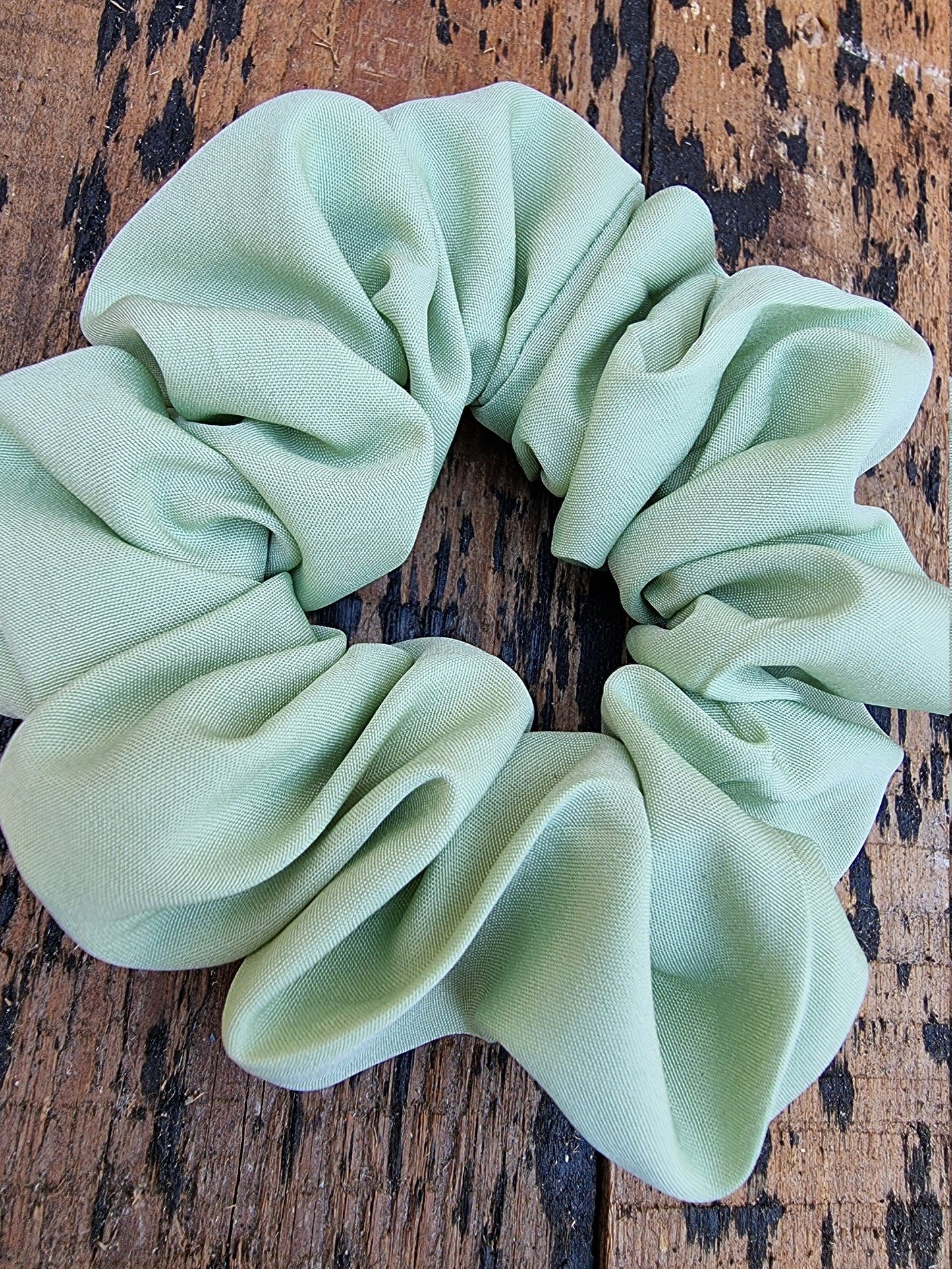 Soft Sage Green Crepe Scrunchie | Hair Tie