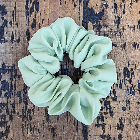 Soft Sage Green Crepe Scrunchie | Hair Tie