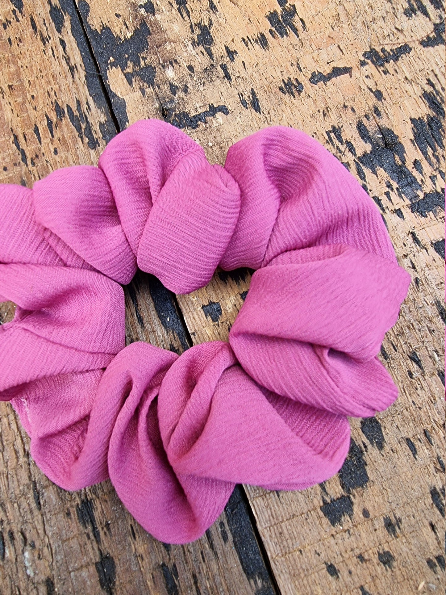 Dusty Pink Crinkle Crepe Scrunchie | Hair Tie