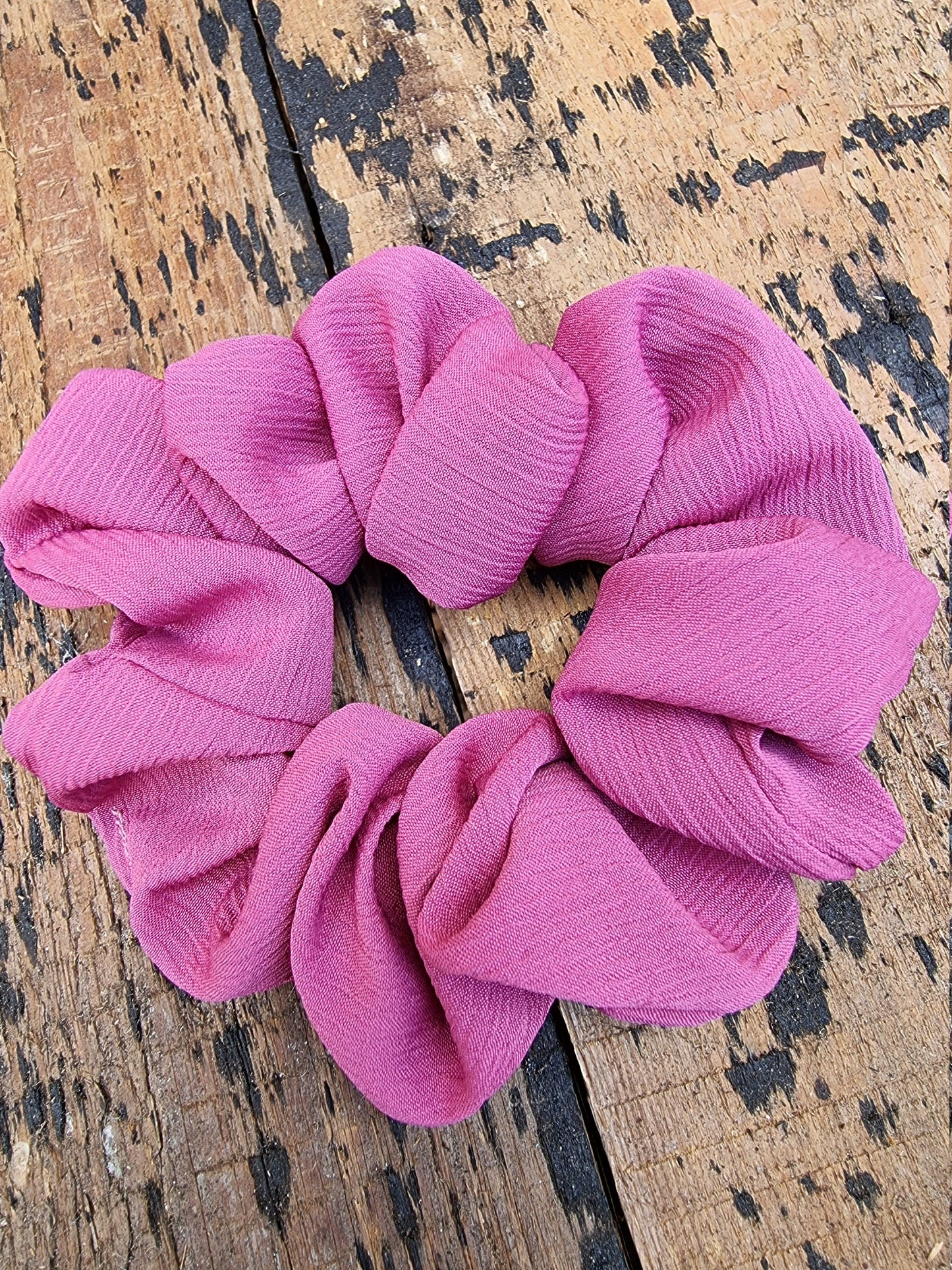 Dusty Pink Crinkle Crepe Scrunchie | Hair Tie