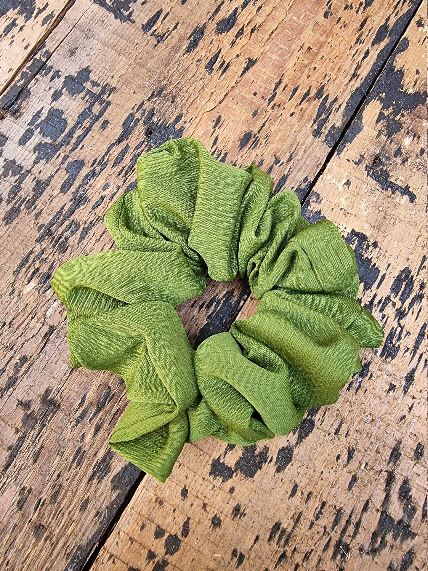 Forest Green Crinkle Crepe Scrunchie | Hair Tie