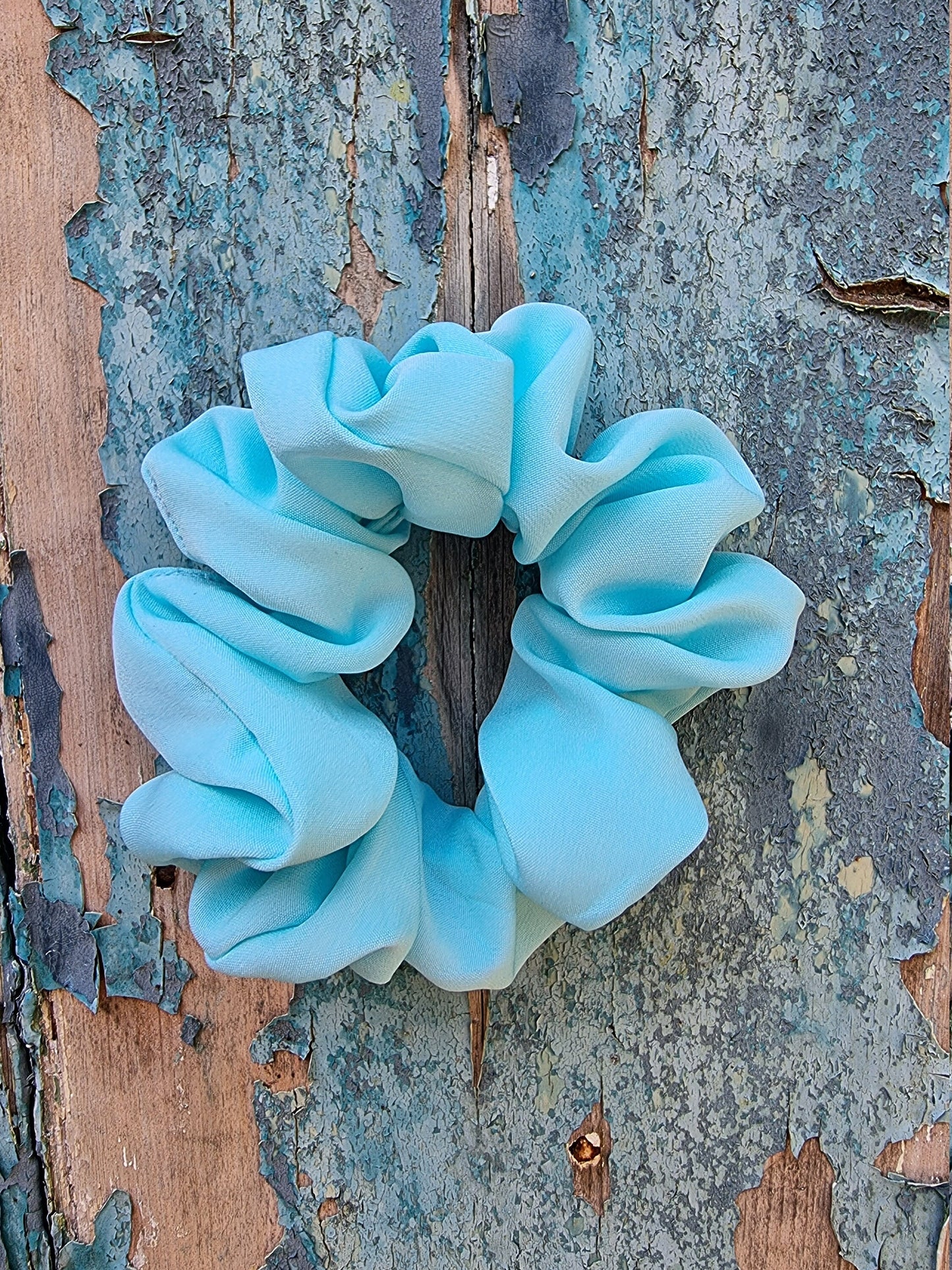 Soft Aqua Blue Crepe Scrunchie | Hair Tie