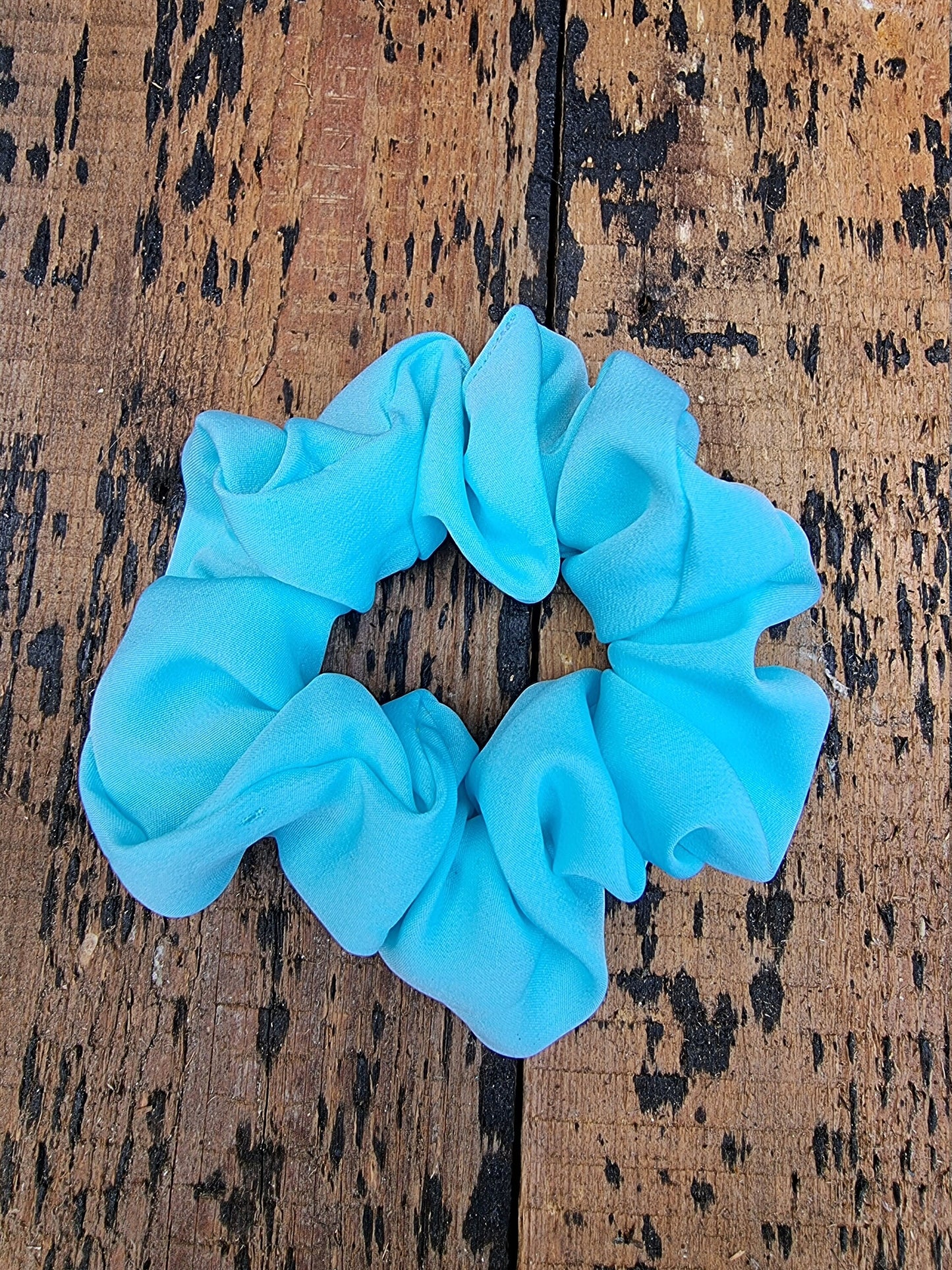 Soft Aqua Blue Crepe Scrunchie | Hair Tie