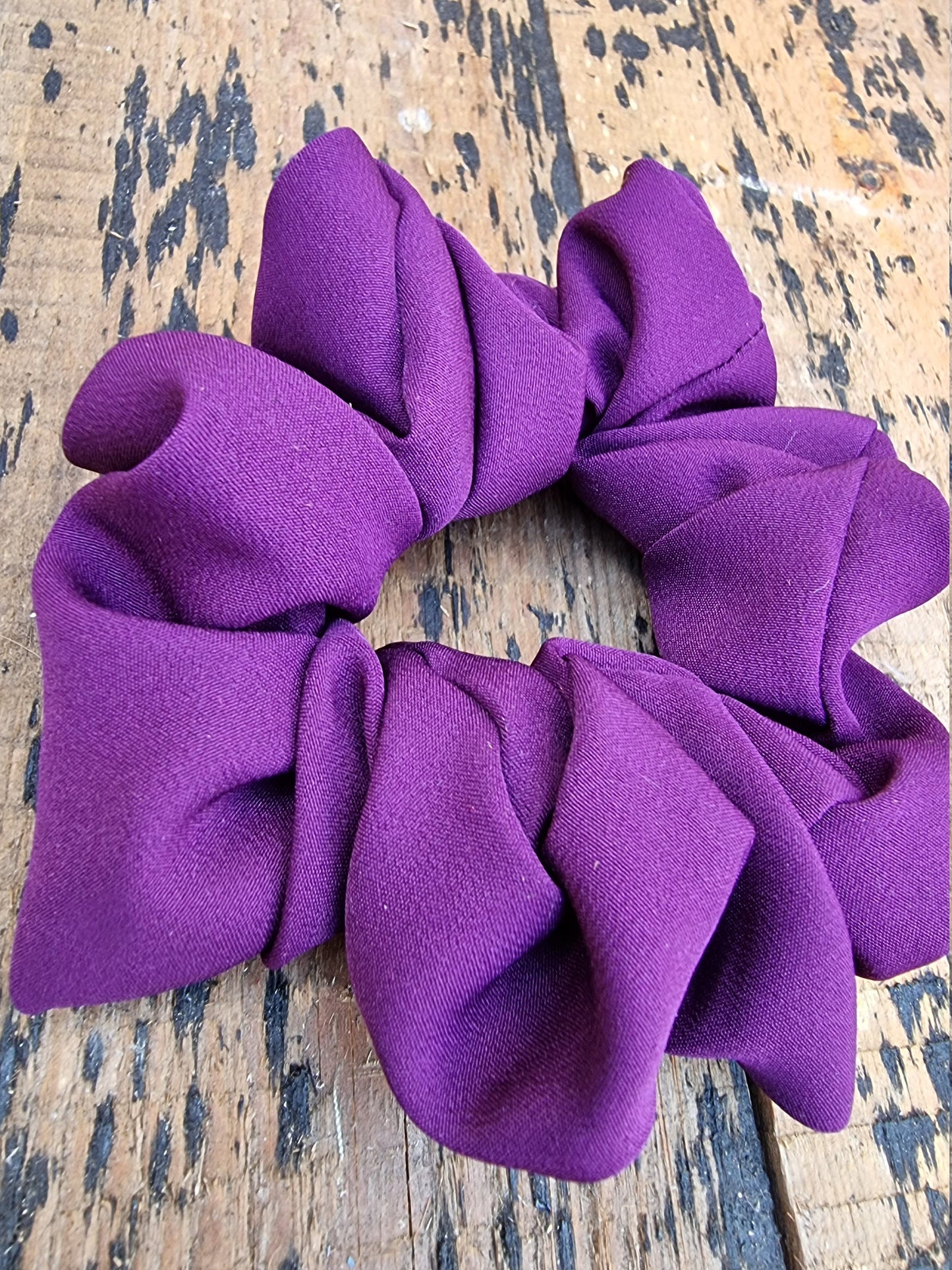 Soft Aubergine Purple Crepe Scrunchie | Hair Tie