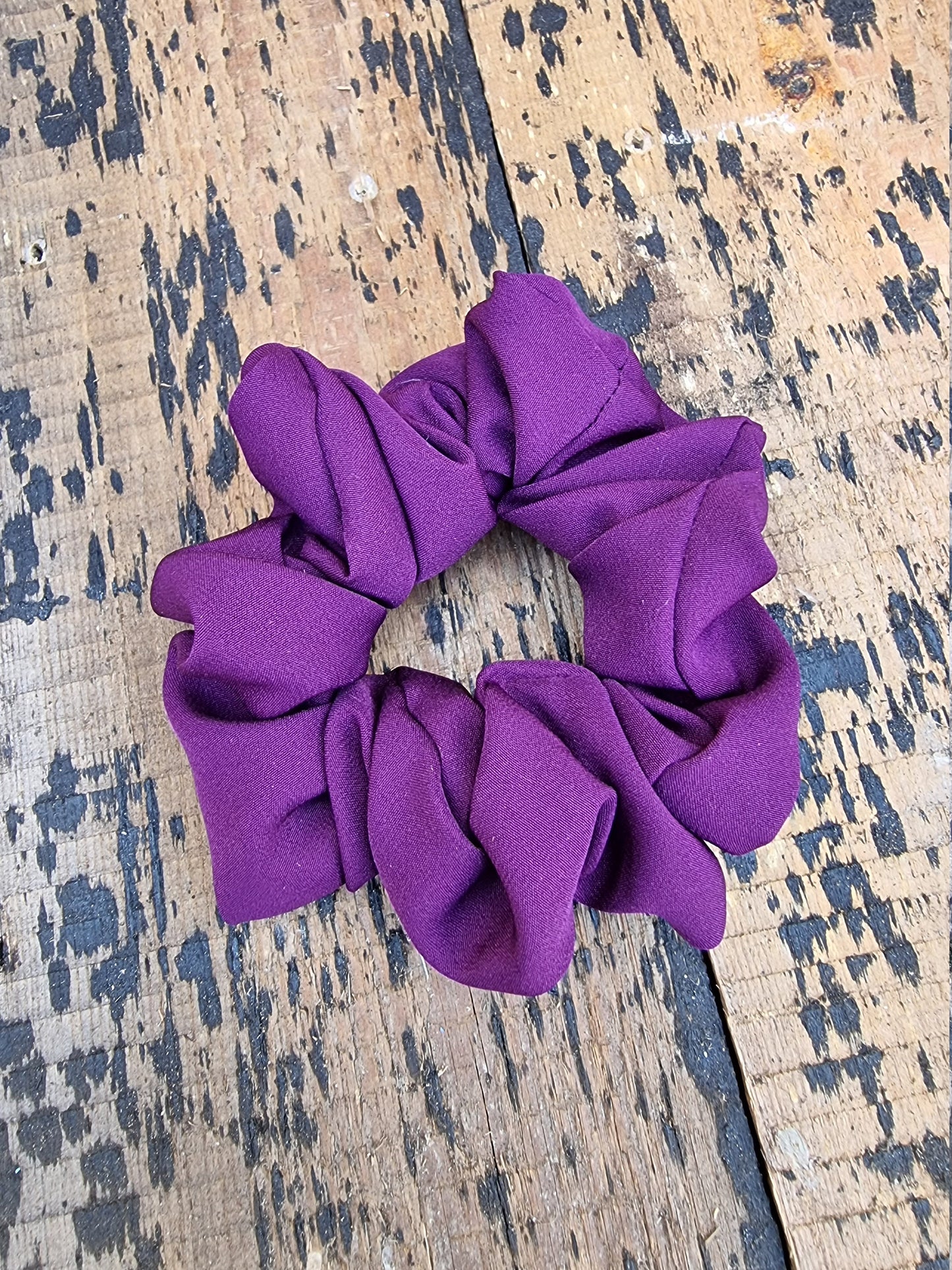 Soft Aubergine Purple Crepe Scrunchie | Hair Tie