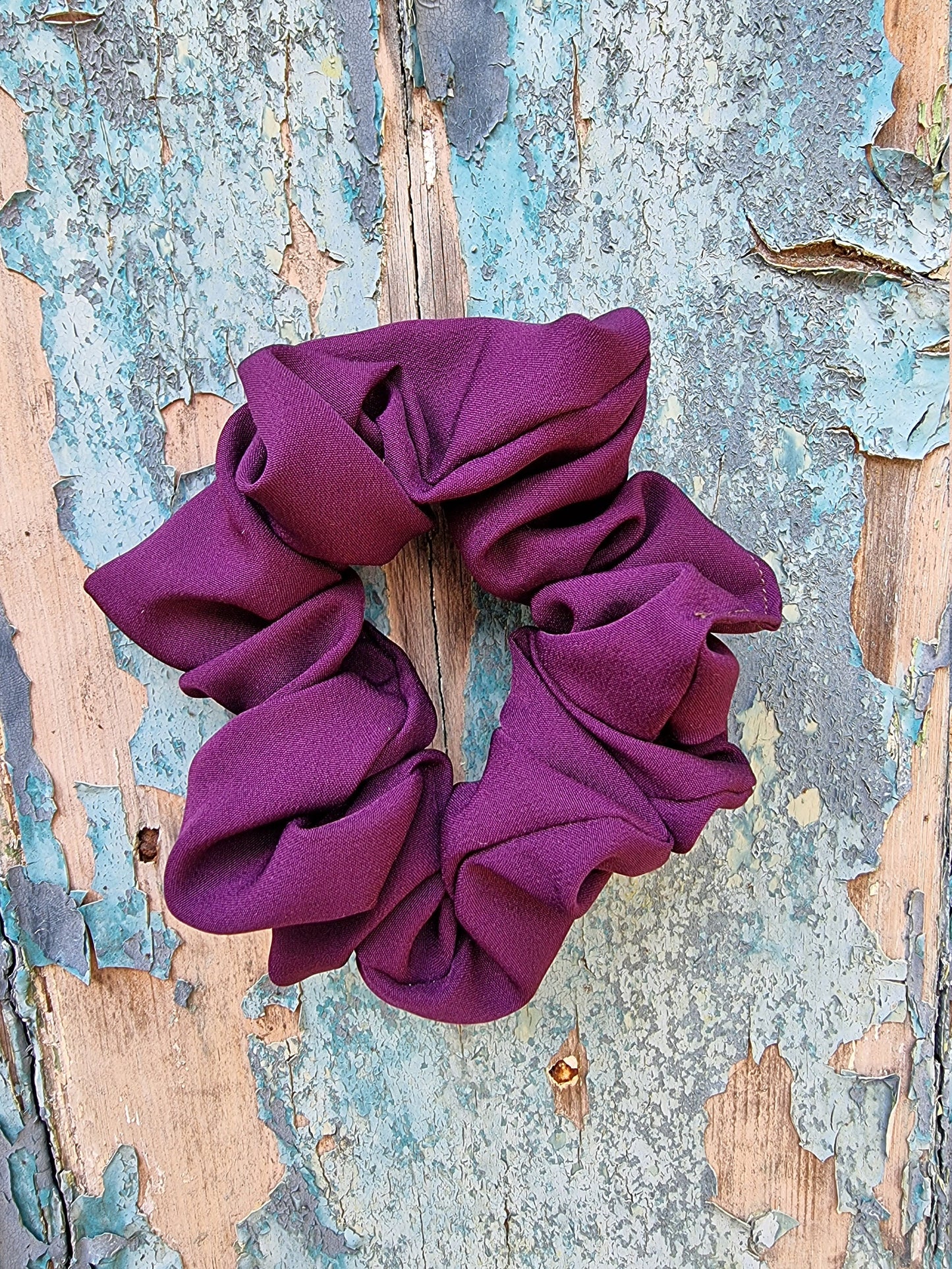 Soft Aubergine Purple Crepe Scrunchie | Hair Tie