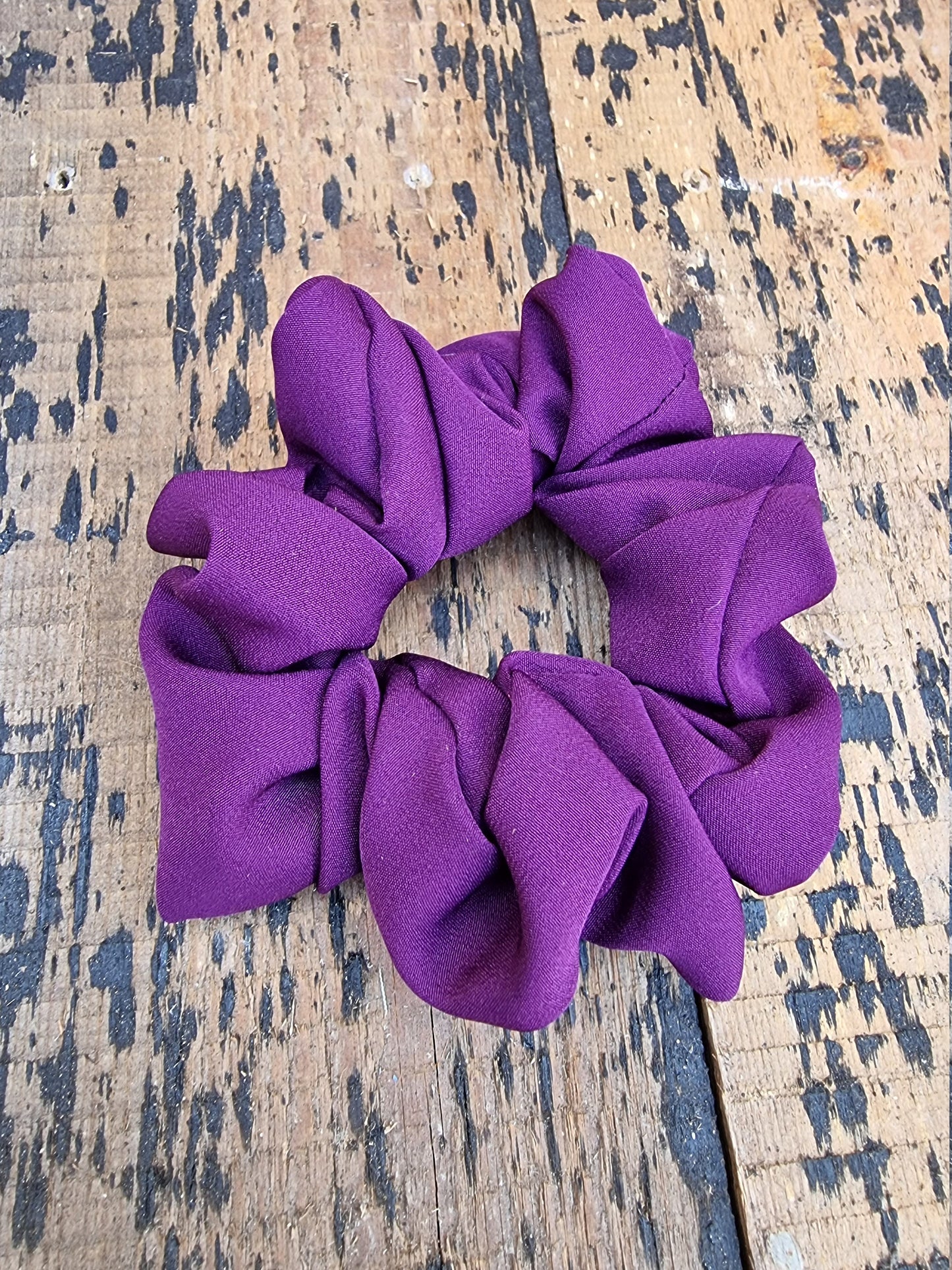 Soft Aubergine Purple Crepe Scrunchie | Hair Tie