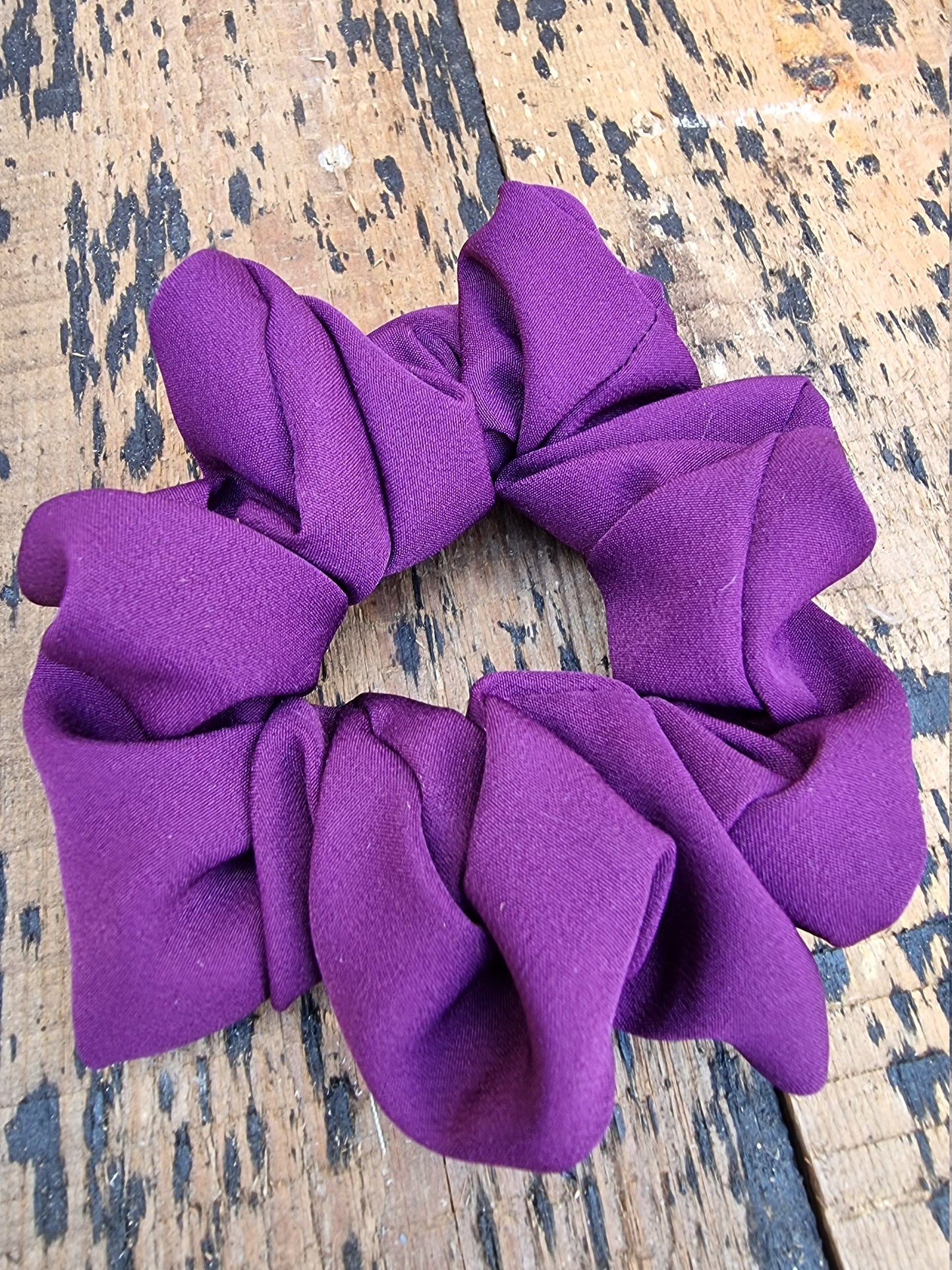 Soft Aubergine Purple Crepe Scrunchie | Hair Tie