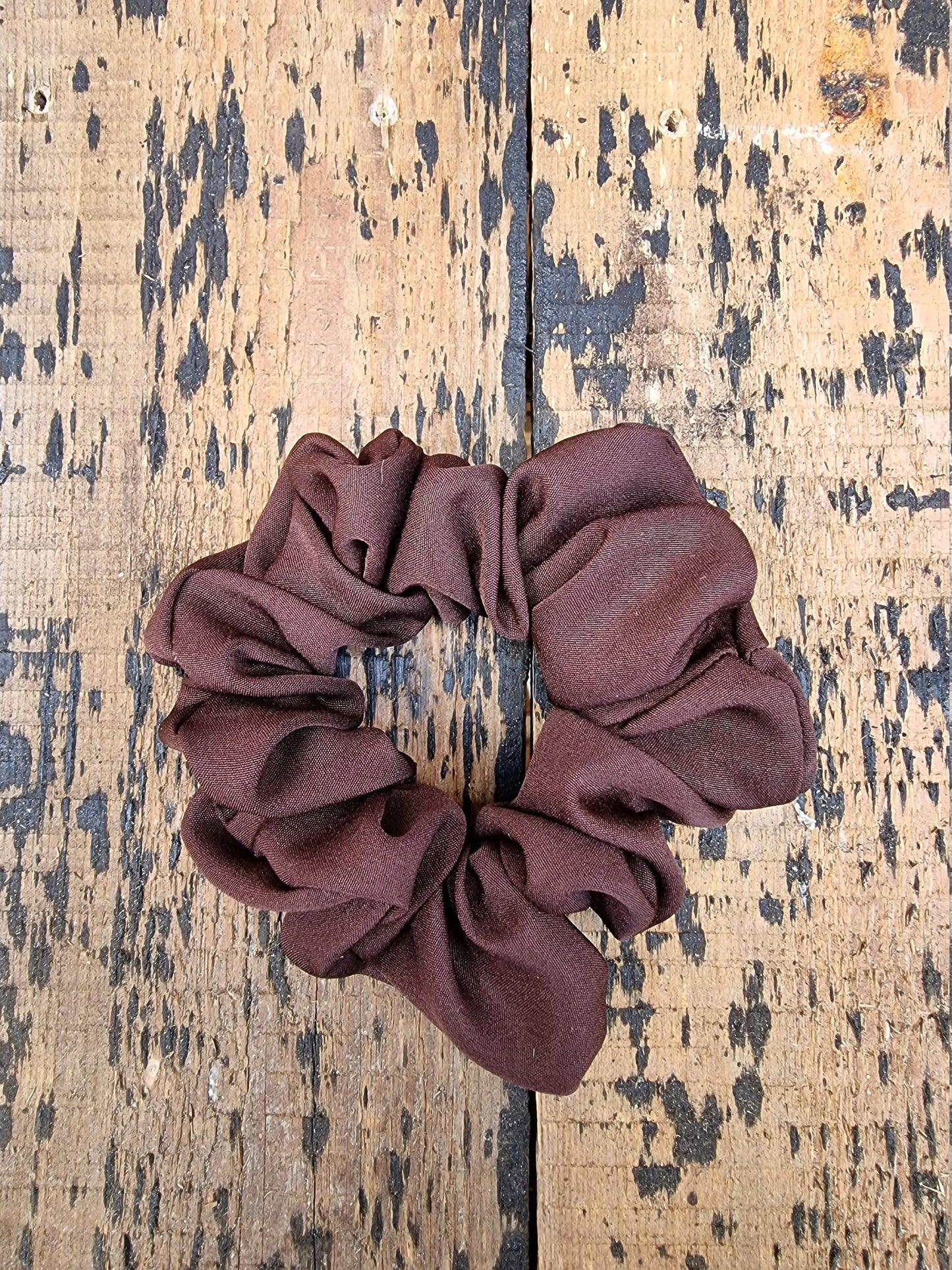 Soft Chocolate Brown Crepe Scrunchie | Hair Tie