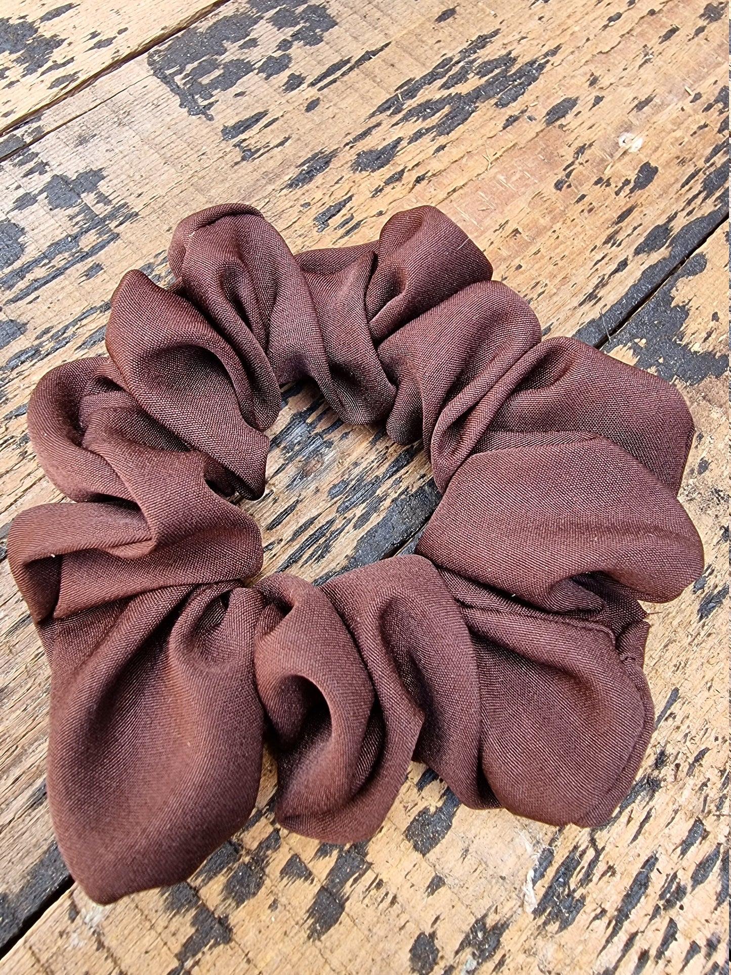 Soft Chocolate Brown Crepe Scrunchie | Hair Tie