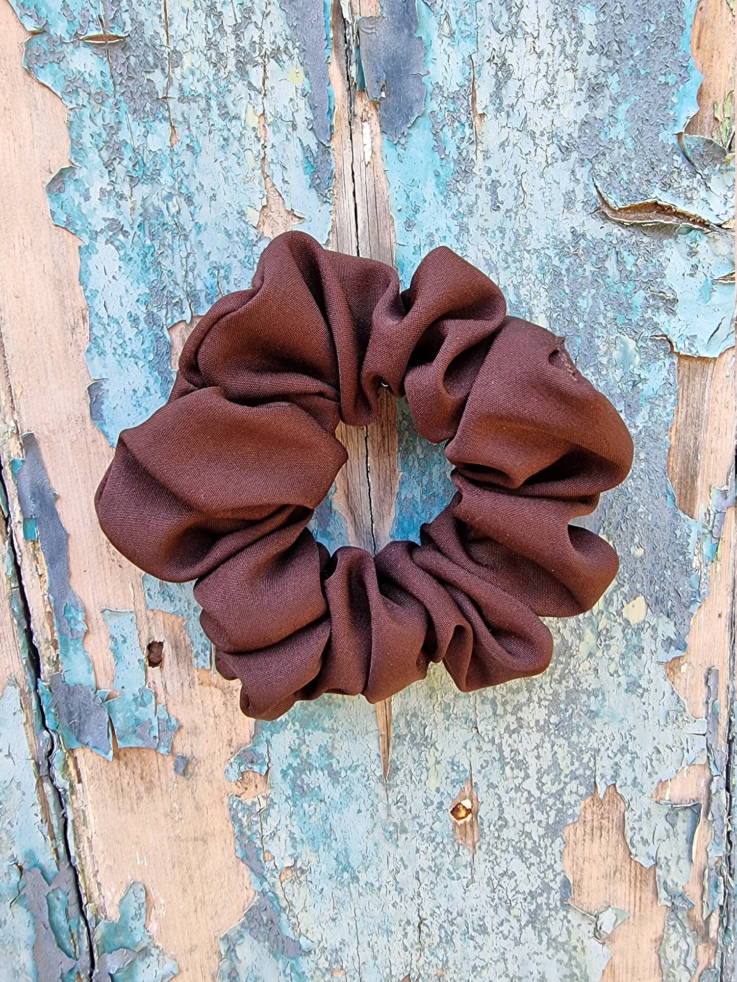Soft Chocolate Brown Crepe Scrunchie | Hair Tie