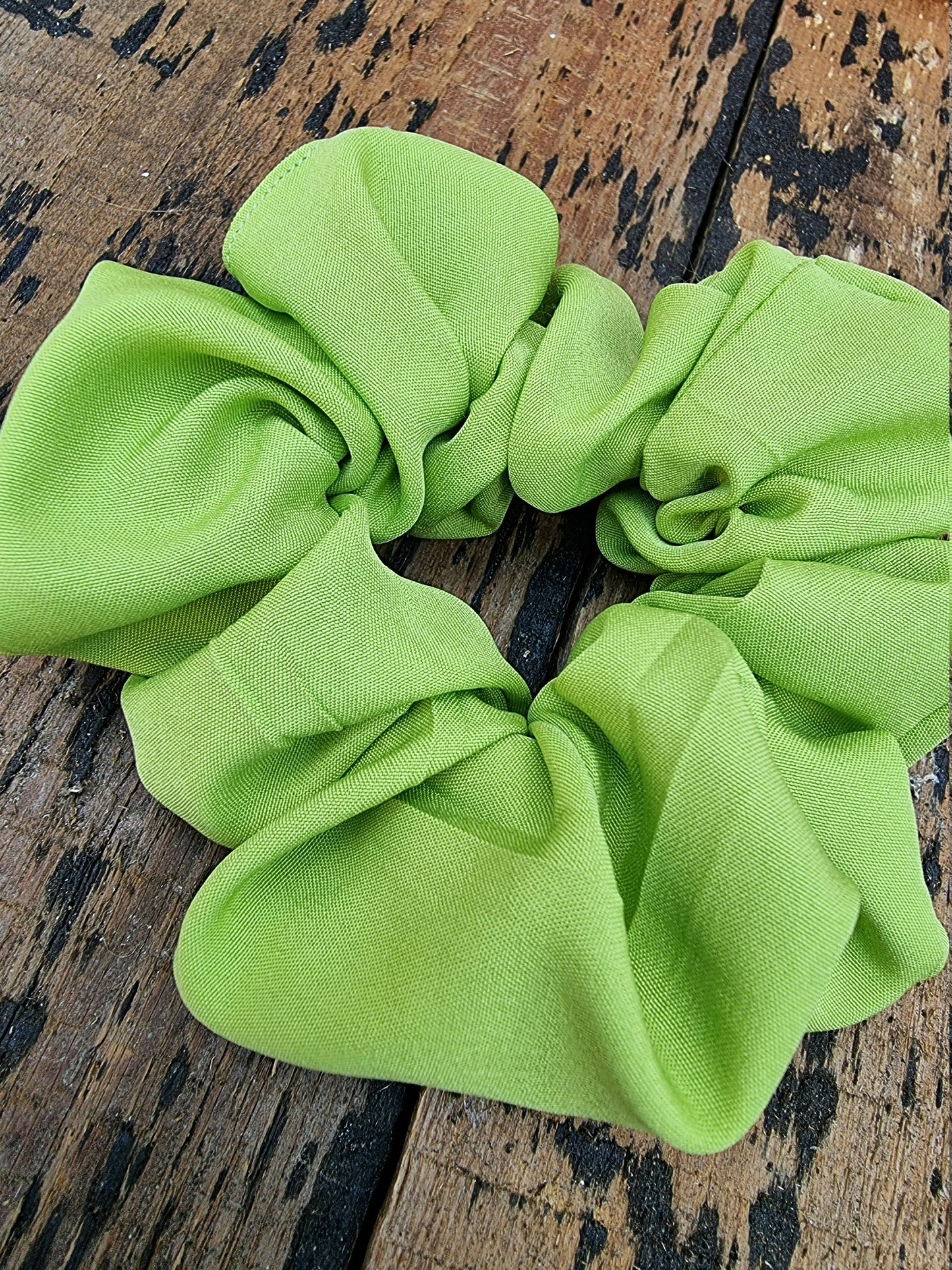 Soft Lime Green Crepe Scrunchie | Hair Tie