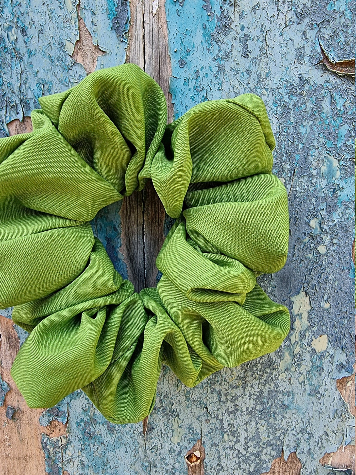 Soft Lime Green Crepe Scrunchie | Hair Tie