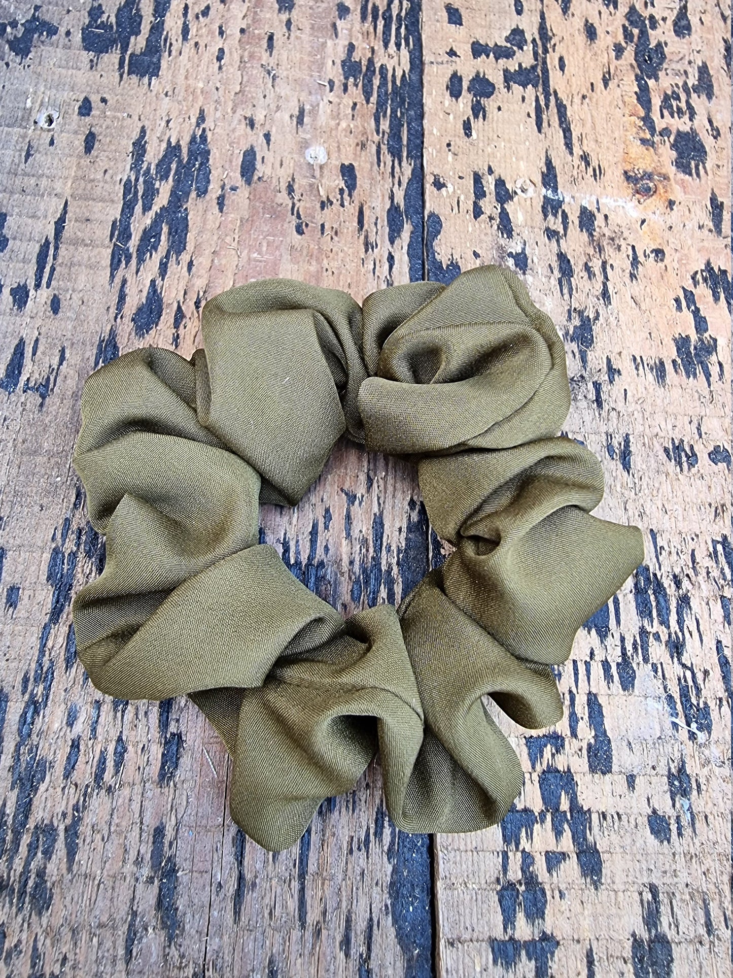 Soft Olive Green Crepe Scrunchie | Hair Tie