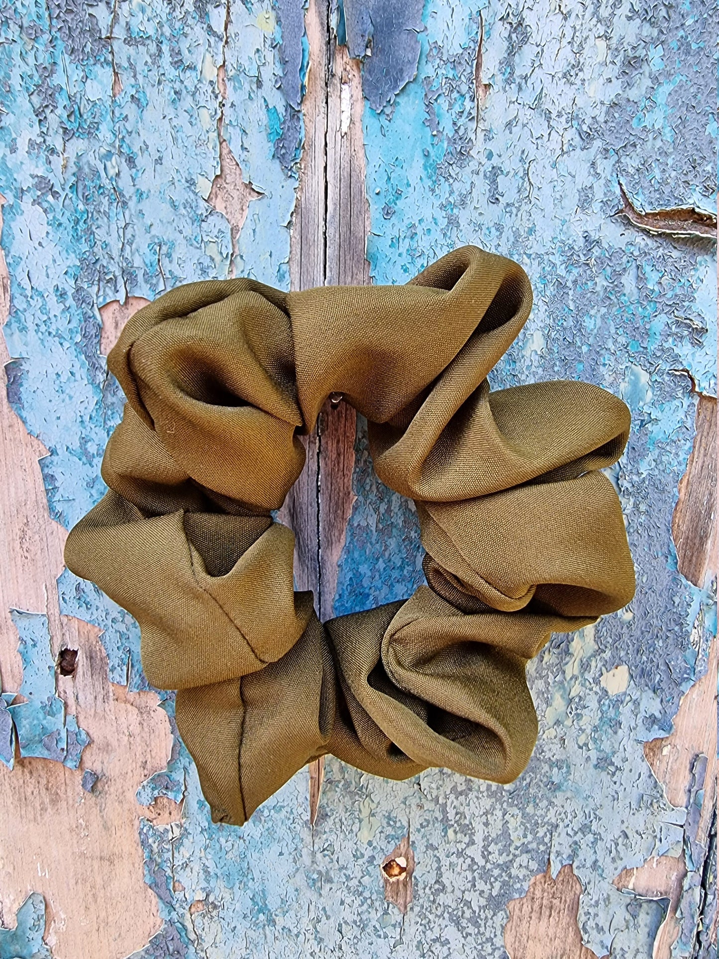 Soft Olive Green Crepe Scrunchie | Hair Tie