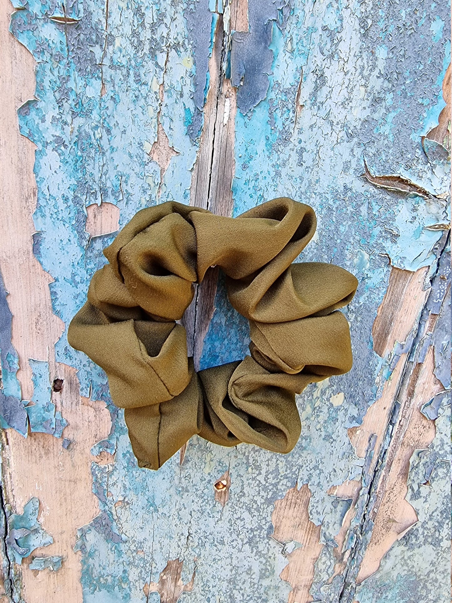 Soft Olive Green Crepe Scrunchie | Hair Tie