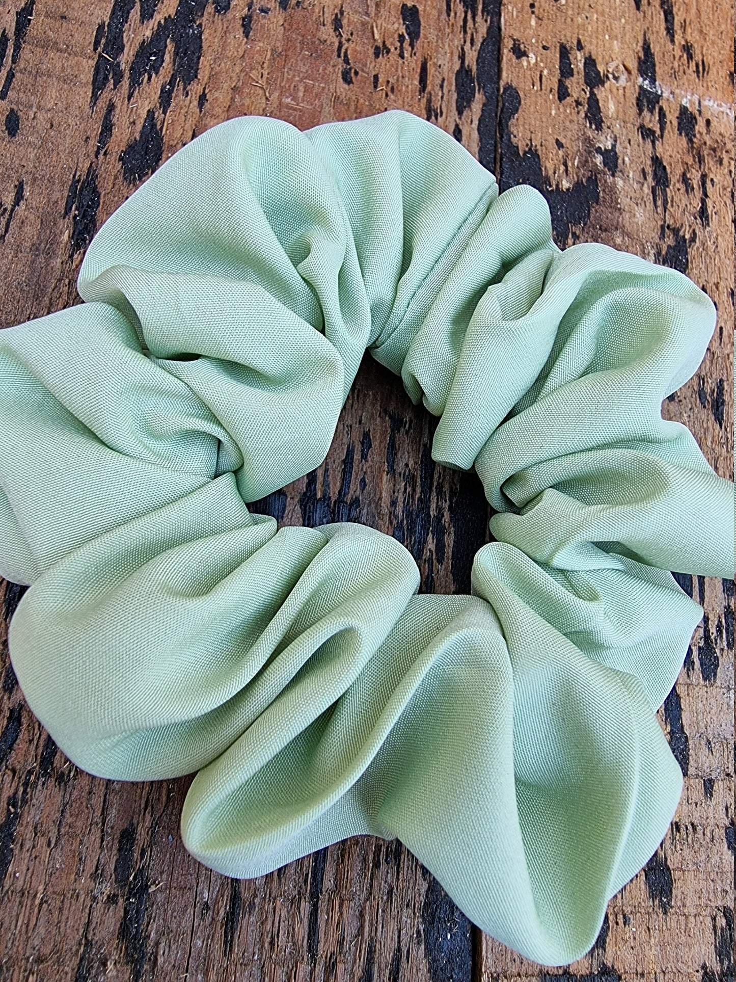 Soft Sage Green Crepe Scrunchie | Hair Tie