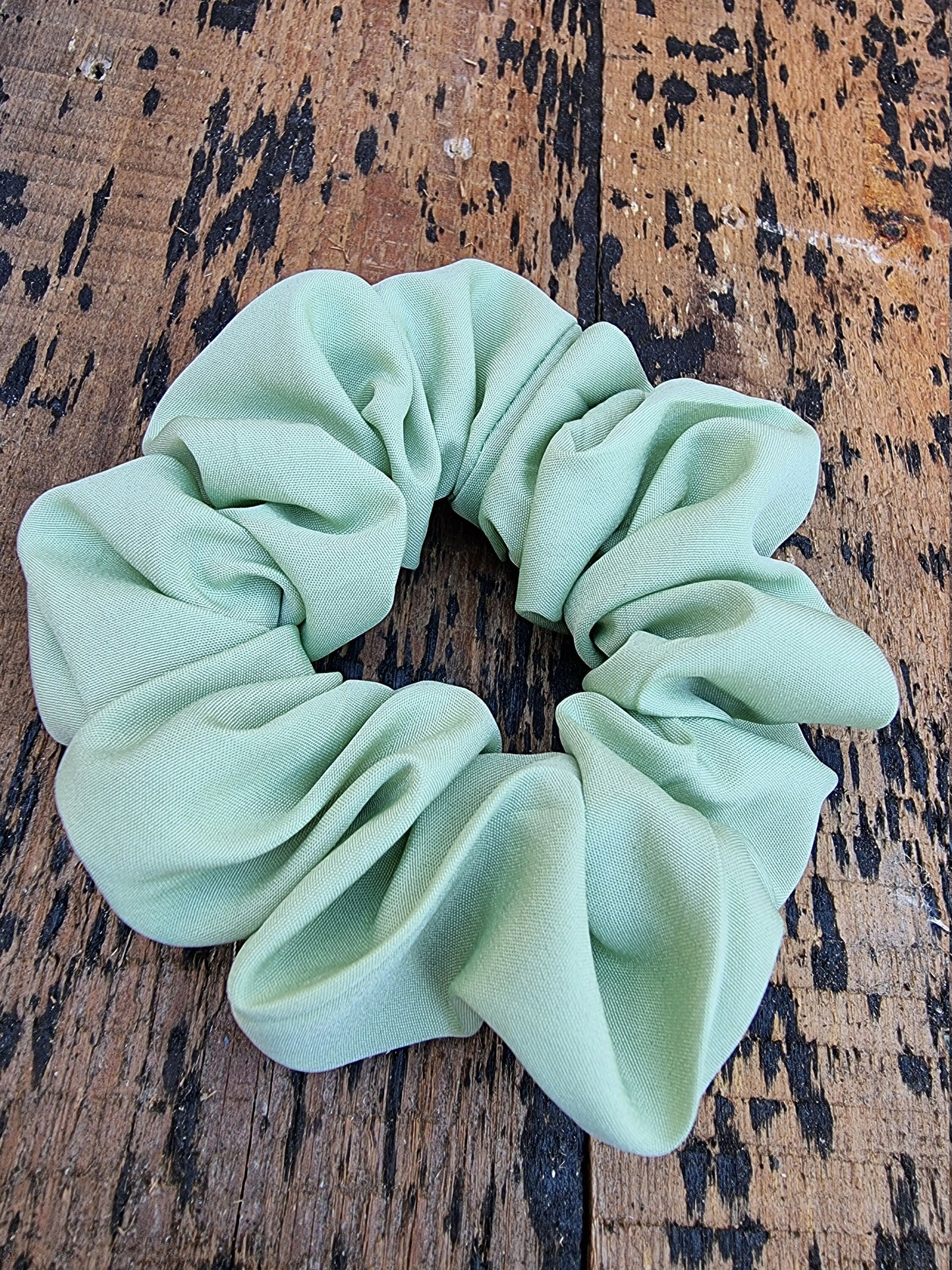 Soft Sage Green Crepe Scrunchie | Hair Tie