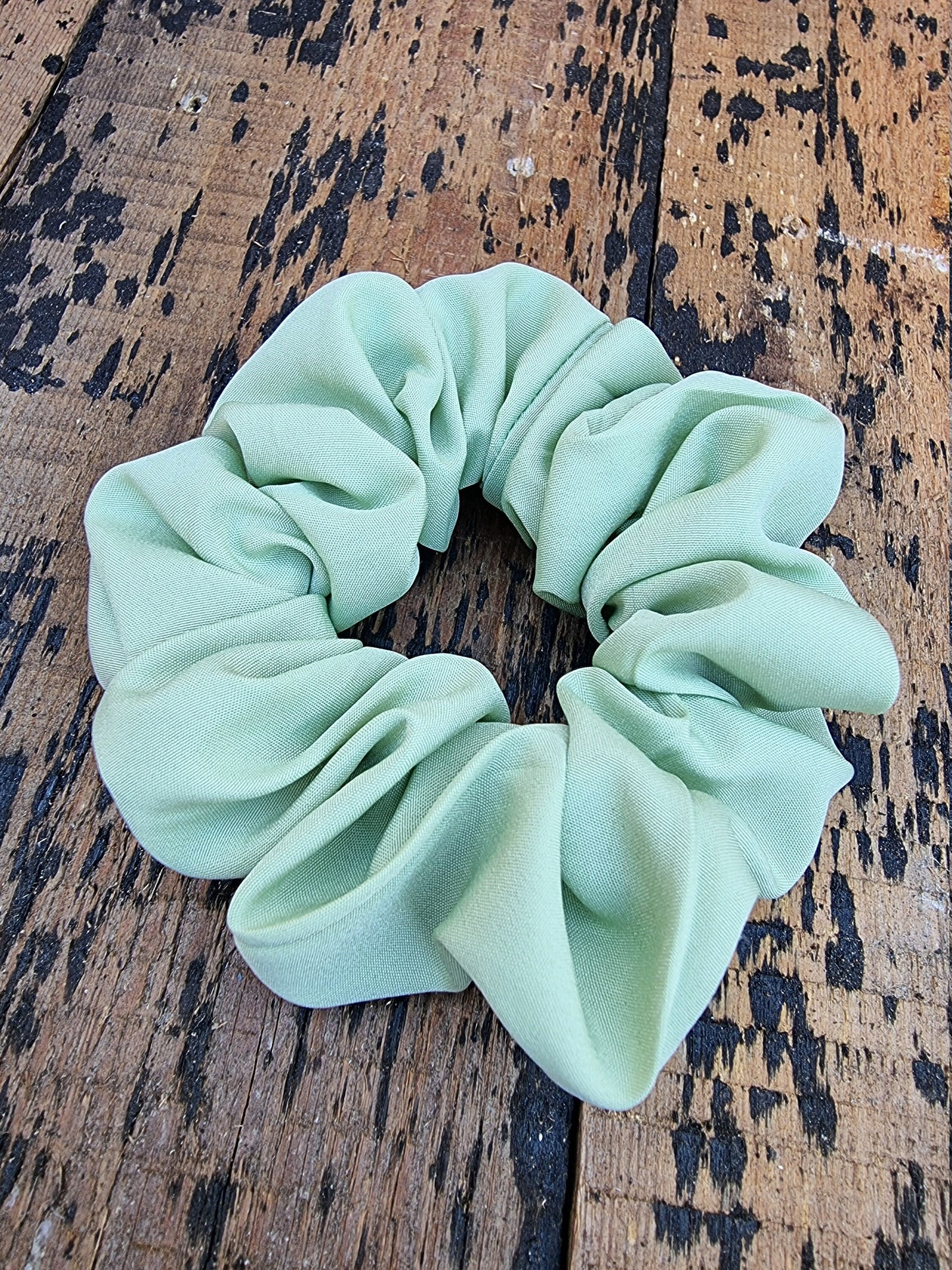 Soft Sage Green Crepe Scrunchie | Hair Tie