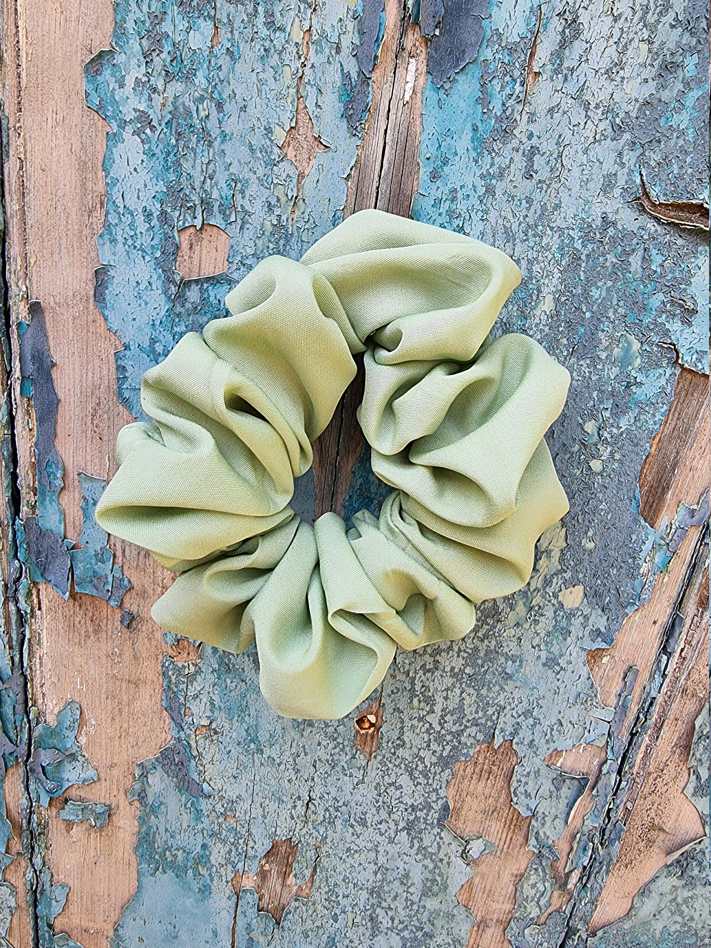 Soft Sage Green Crepe Scrunchie | Hair Tie