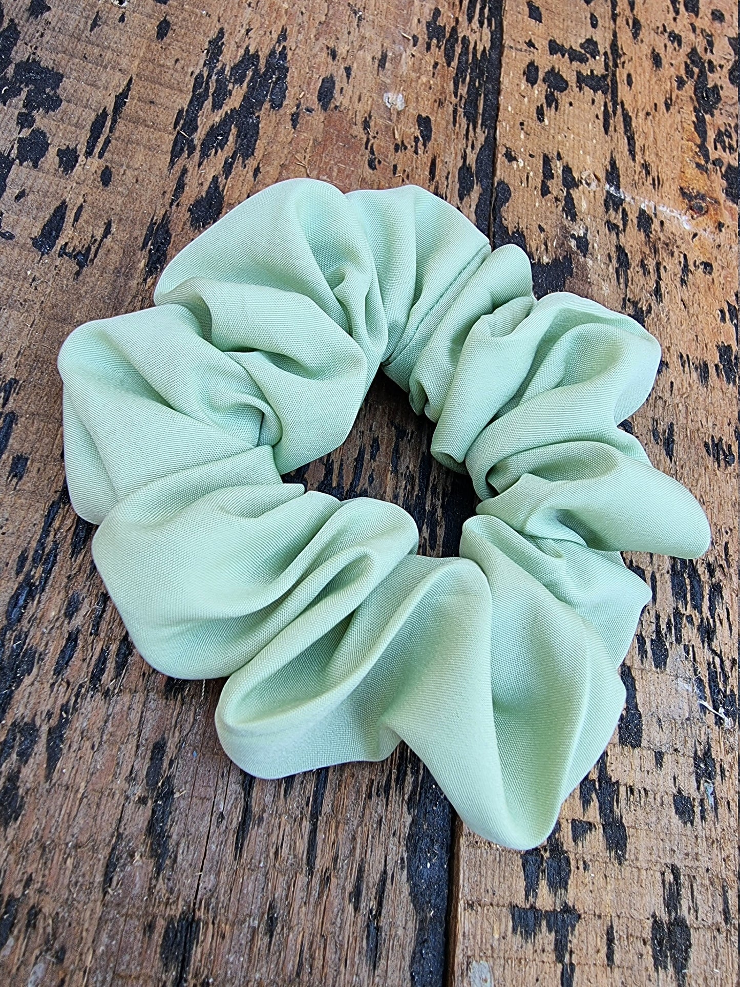 Soft Sage Green Crepe Scrunchie | Hair Tie