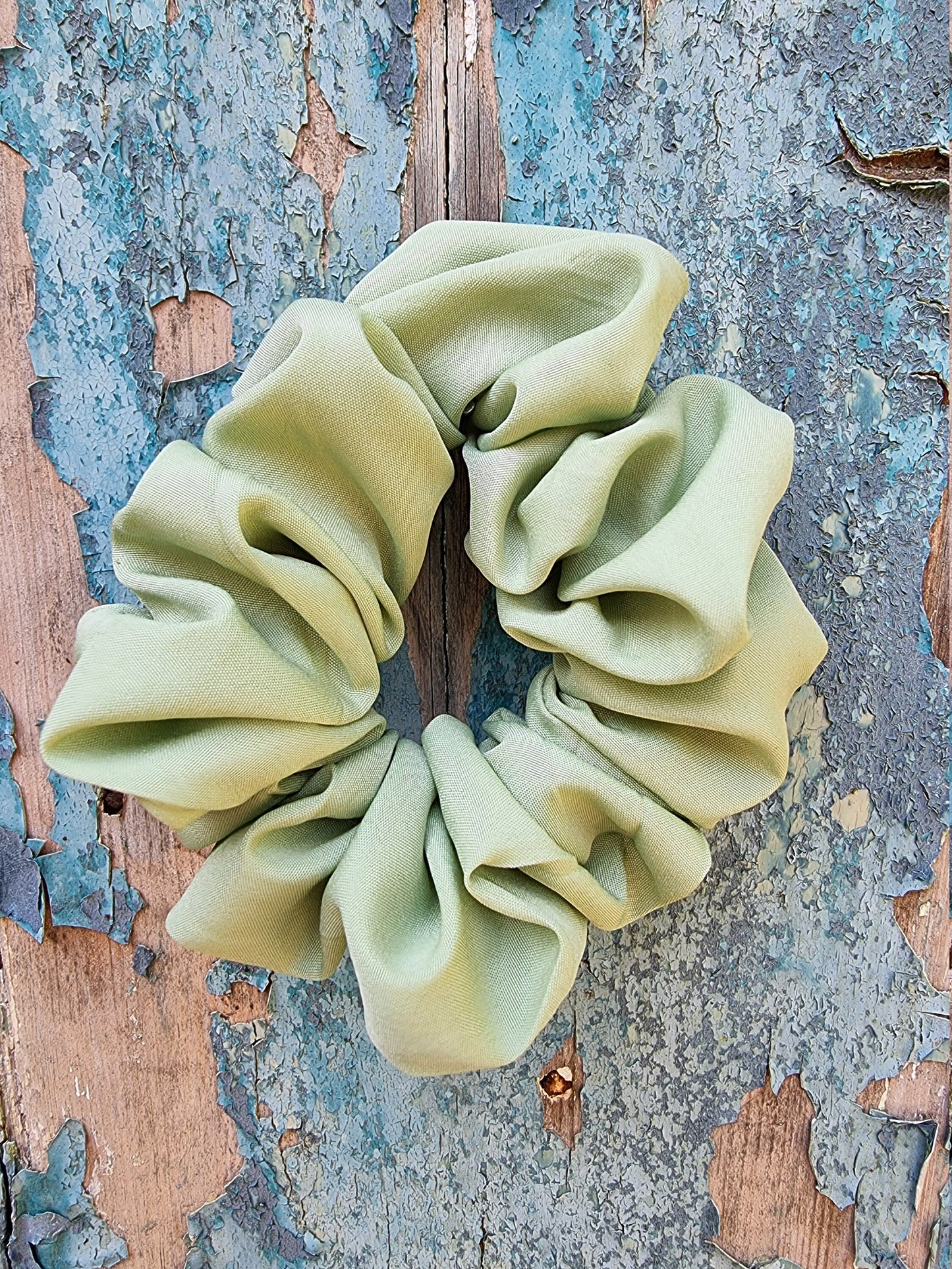 Soft Sage Green Crepe Scrunchie | Hair Tie