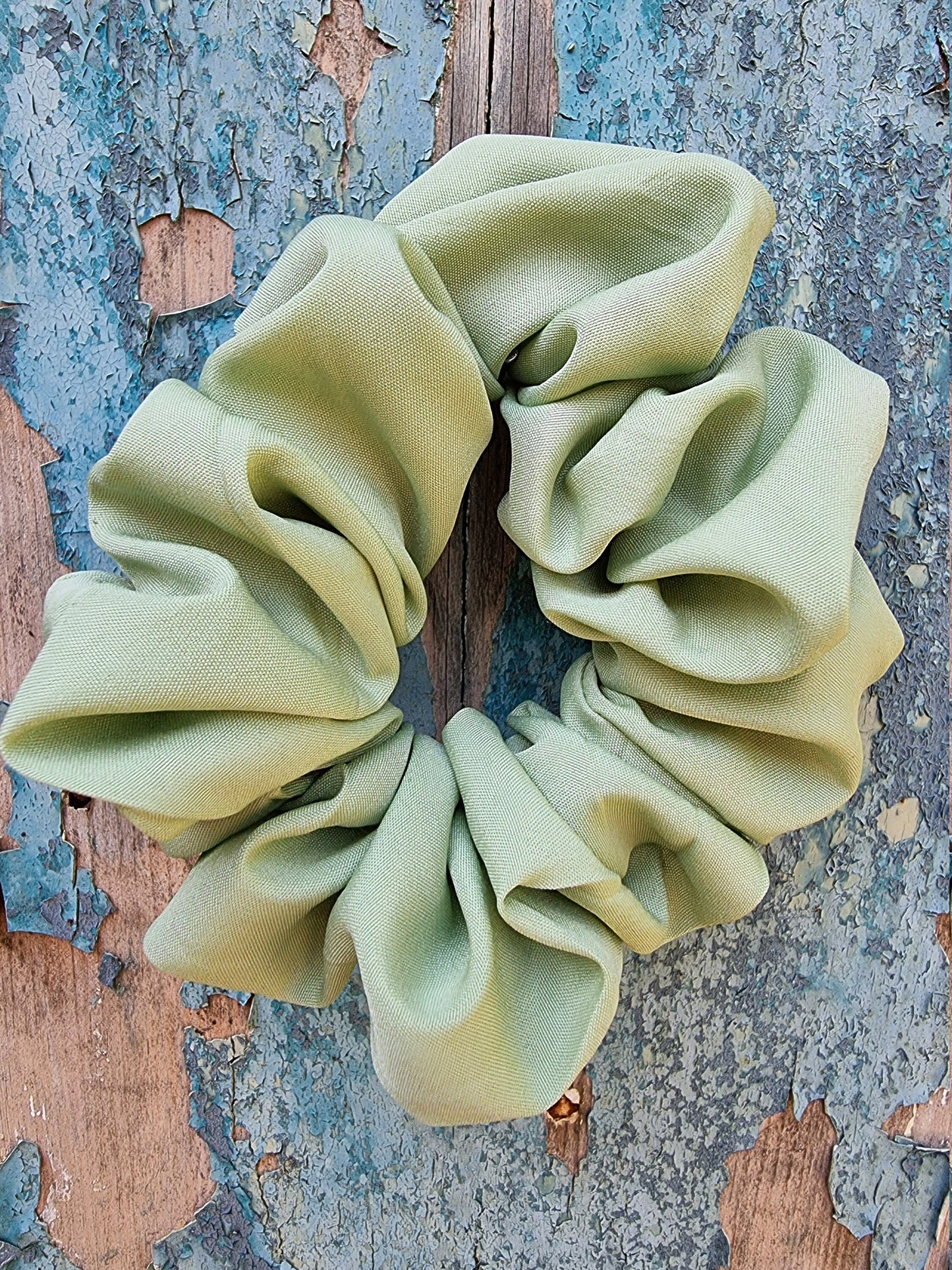 Soft Sage Green Crepe Scrunchie | Hair Tie