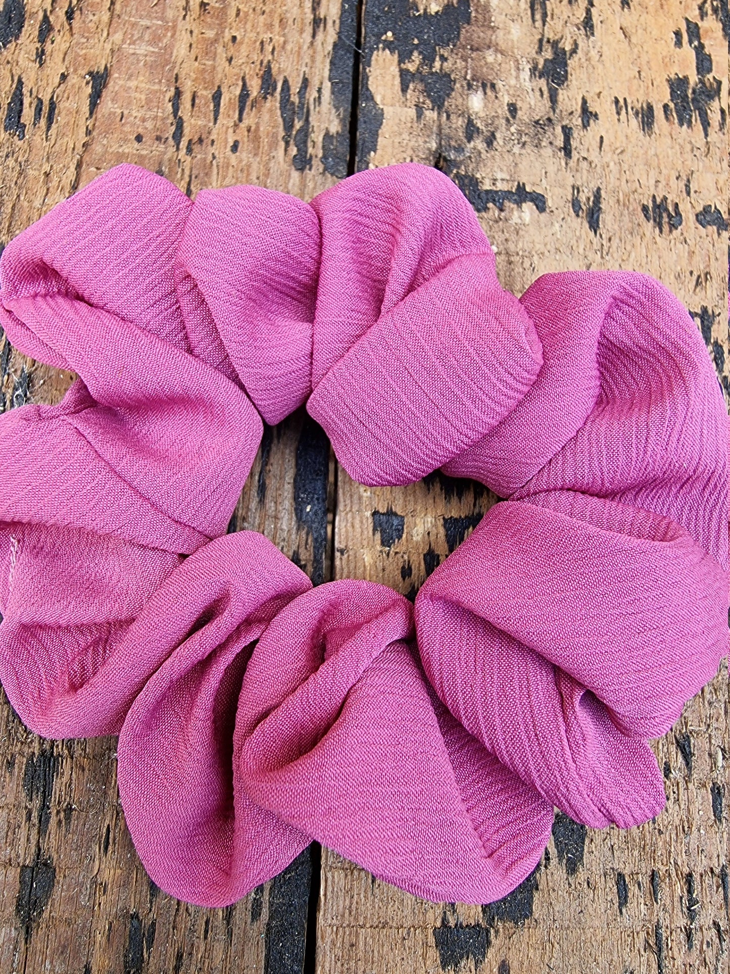 Dusty Pink Crinkle Crepe Scrunchie | Hair Tie