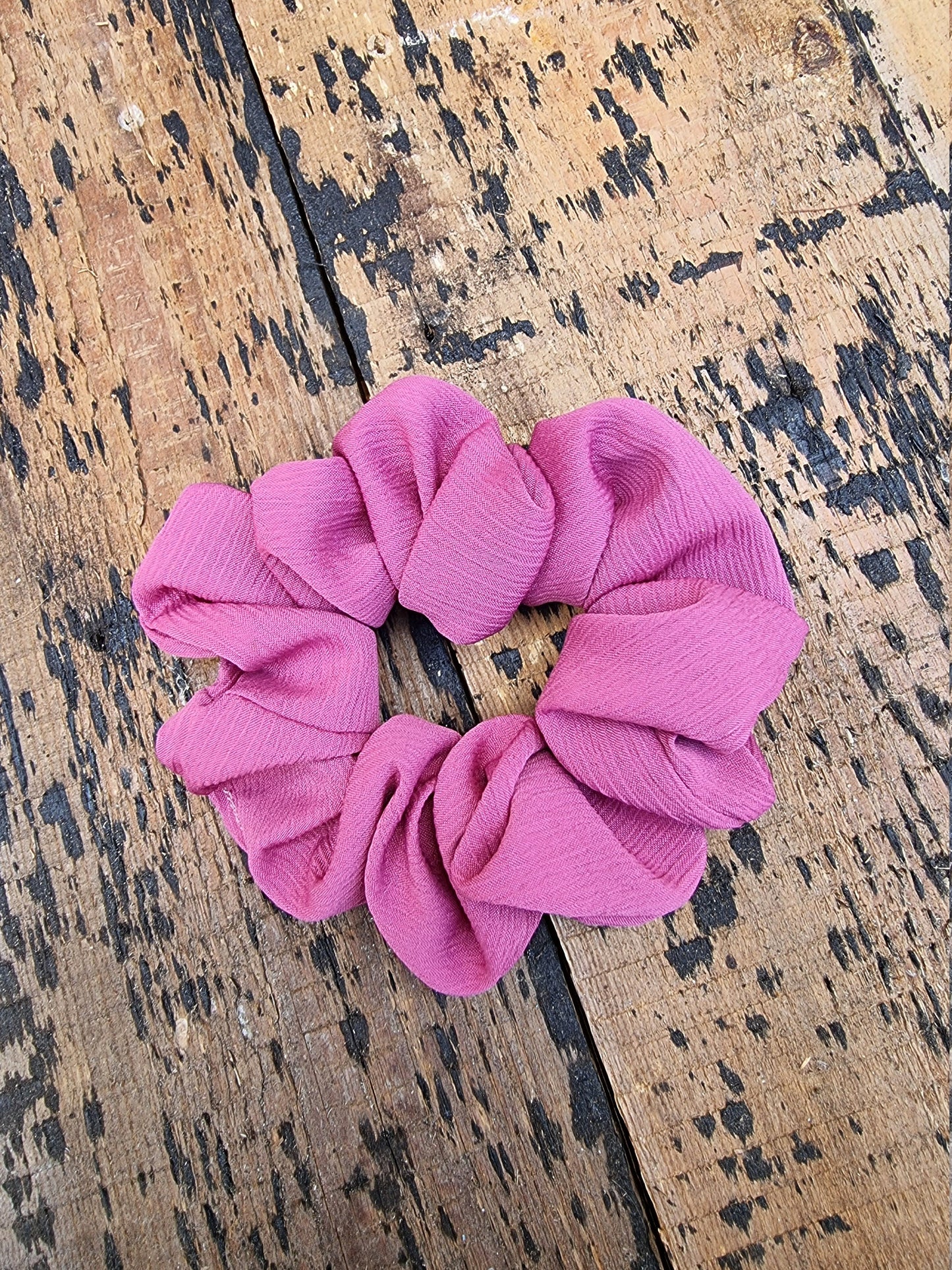 Dusty Pink Crinkle Crepe Scrunchie | Hair Tie