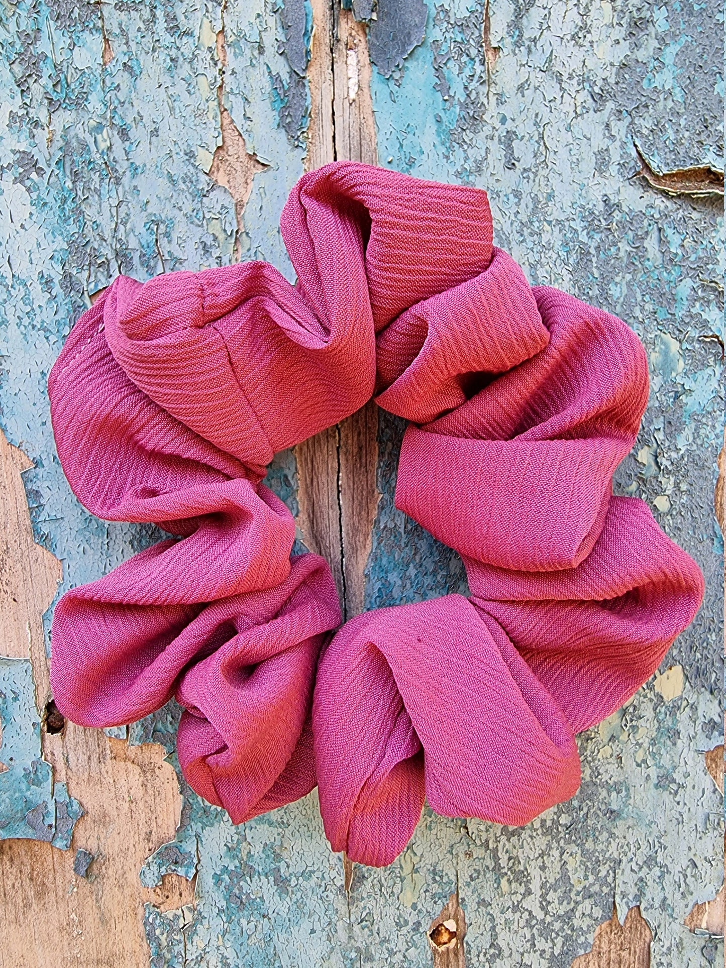 Dusty Pink Crinkle Crepe Scrunchie | Hair Tie