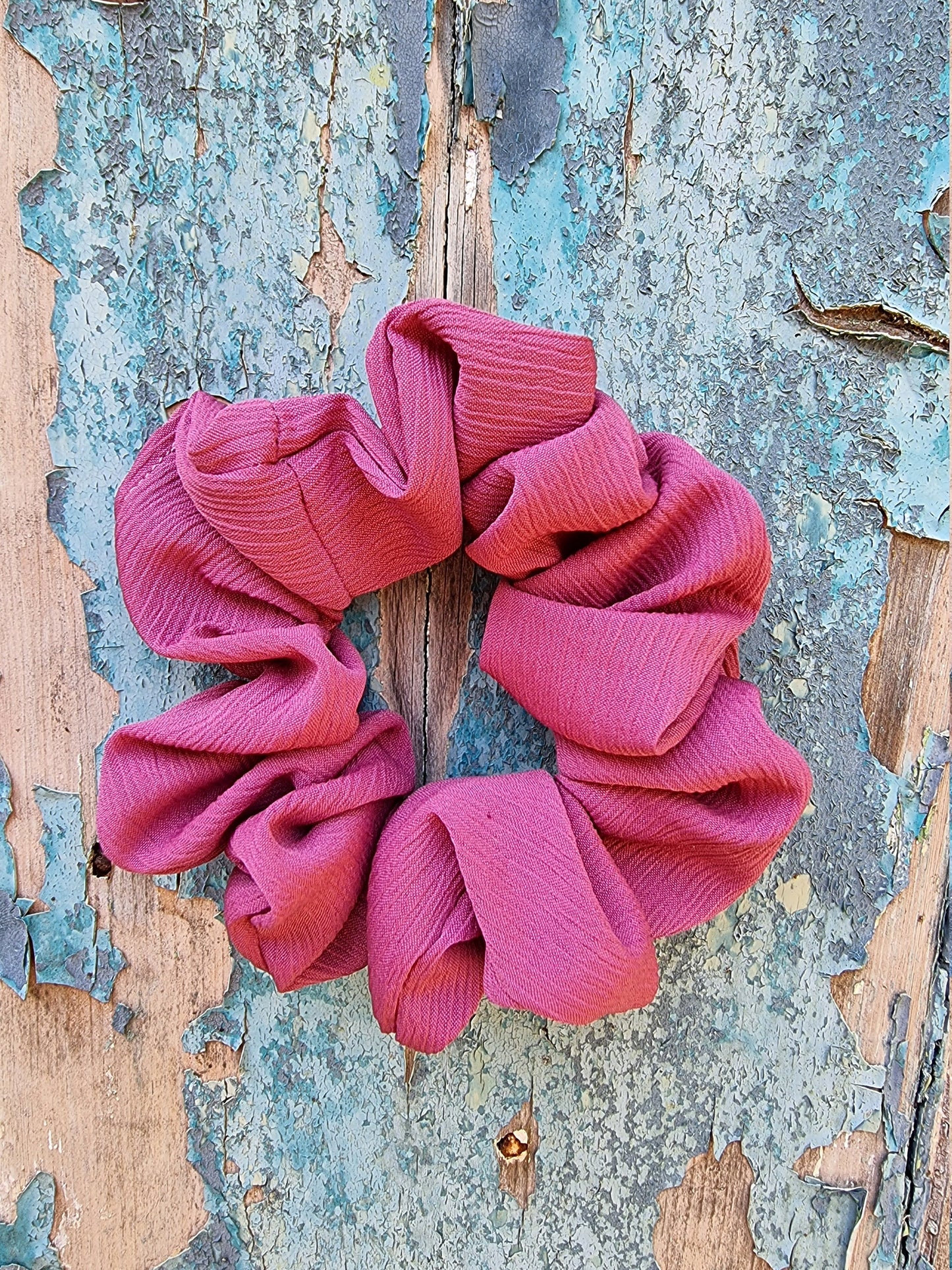 Dusty Pink Crinkle Crepe Scrunchie | Hair Tie