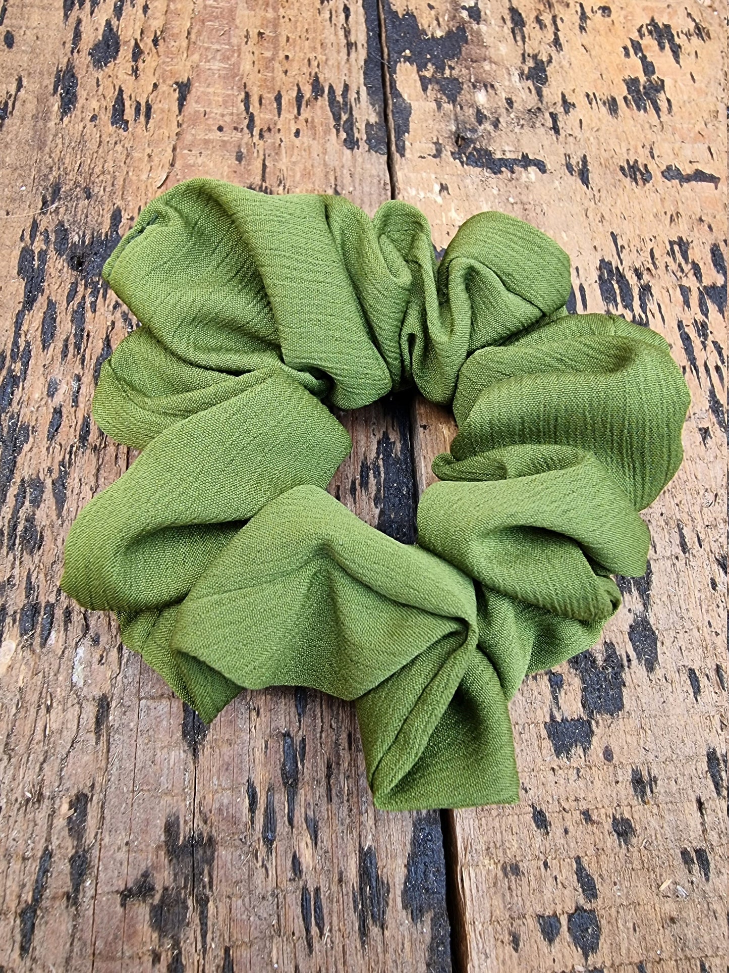 Forest Green Crinkle Crepe Scrunchie | Hair Tie