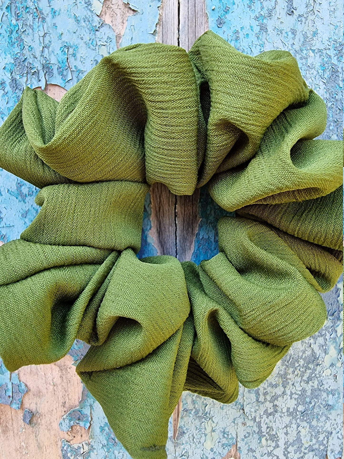 Forest Green Crinkle Crepe Scrunchie | Hair Tie