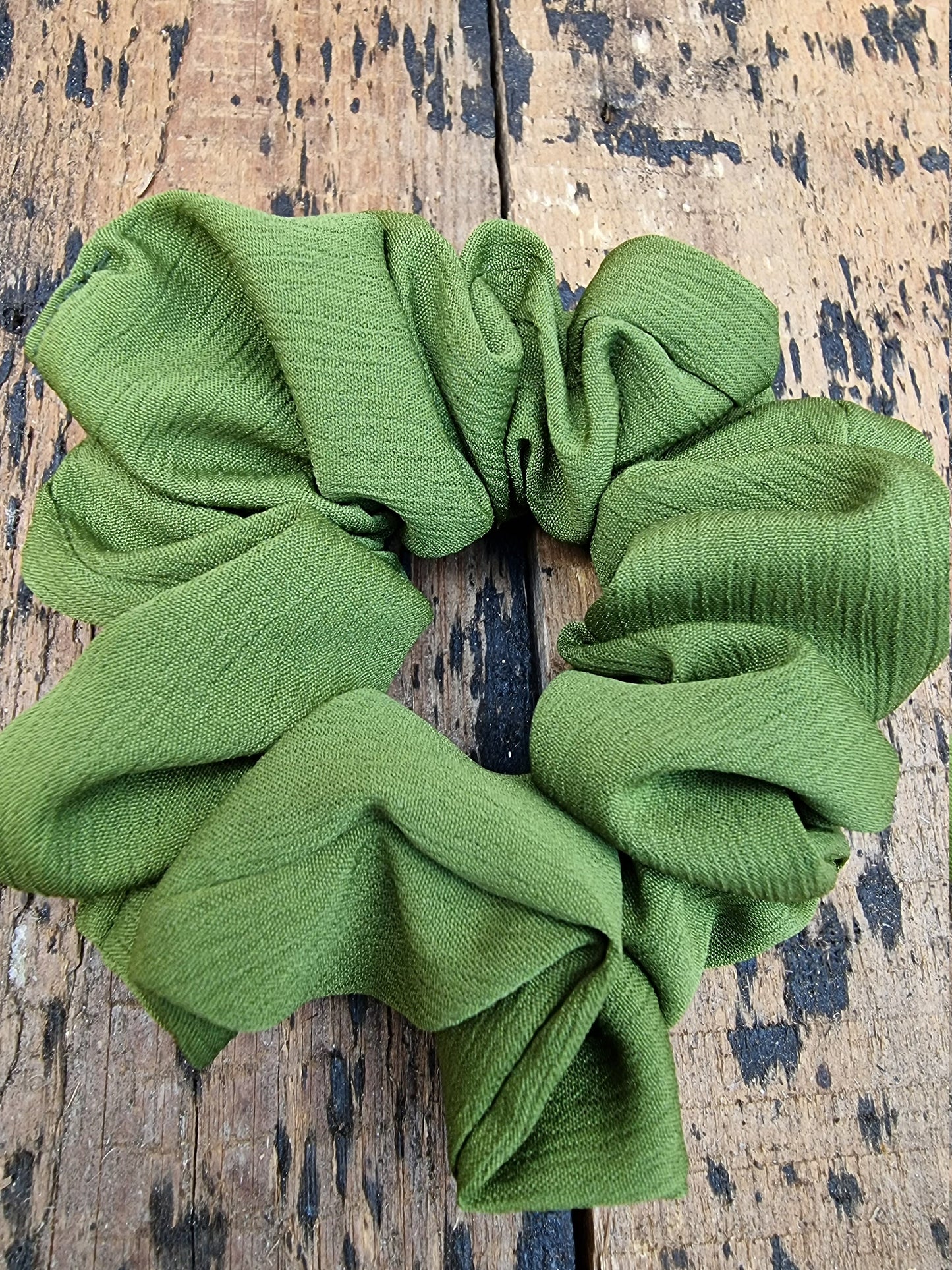 Forest Green Crinkle Crepe Scrunchie | Hair Tie