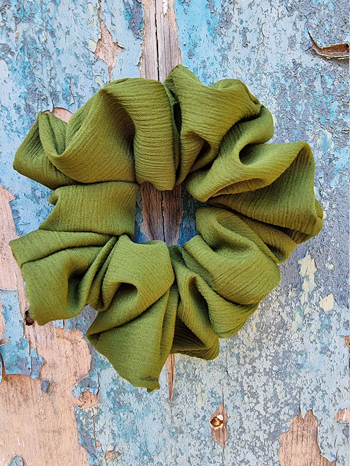 Forest Green Crinkle Crepe Scrunchie | Hair Tie