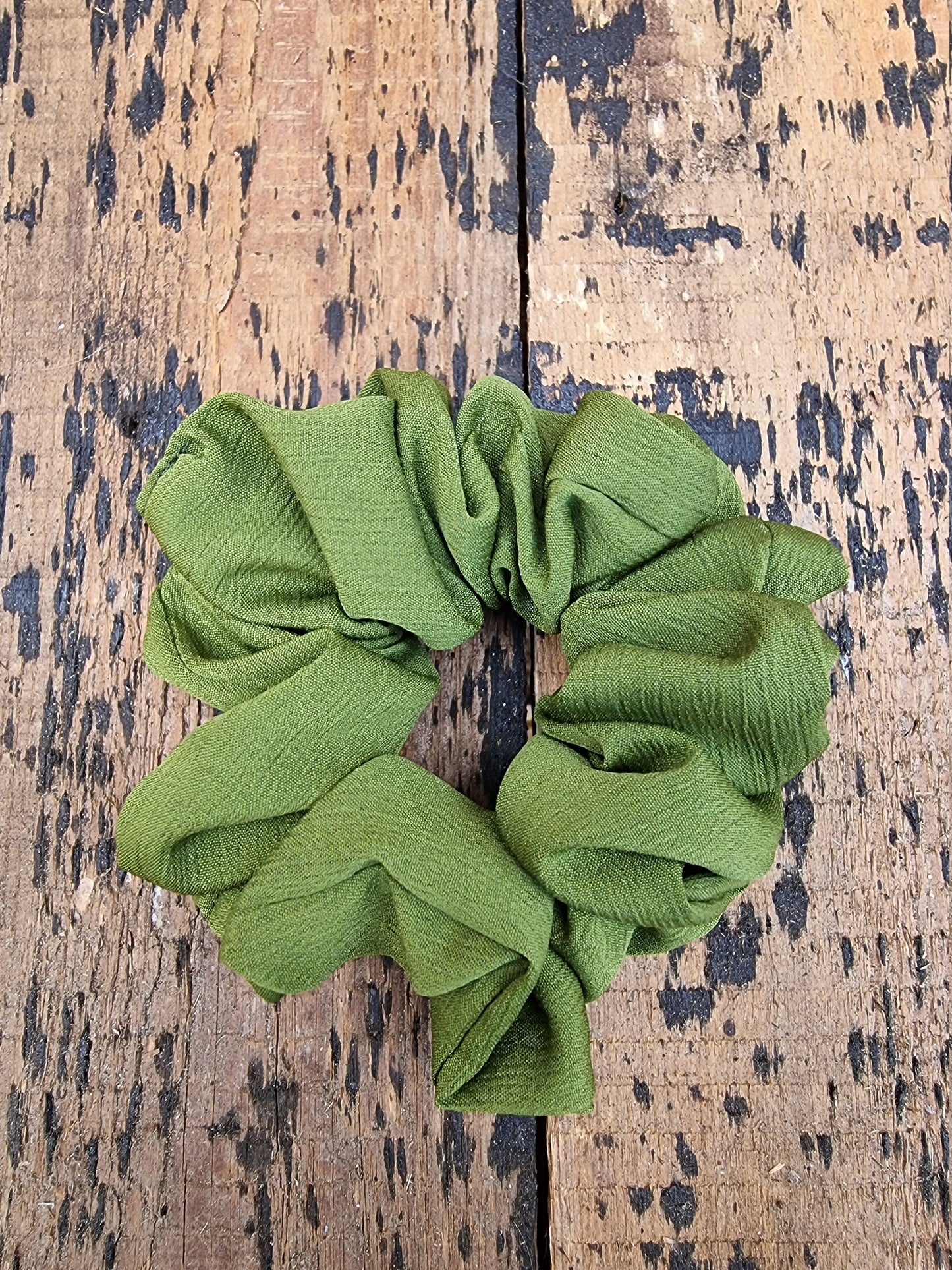 Forest Green Crinkle Crepe Scrunchie | Hair Tie