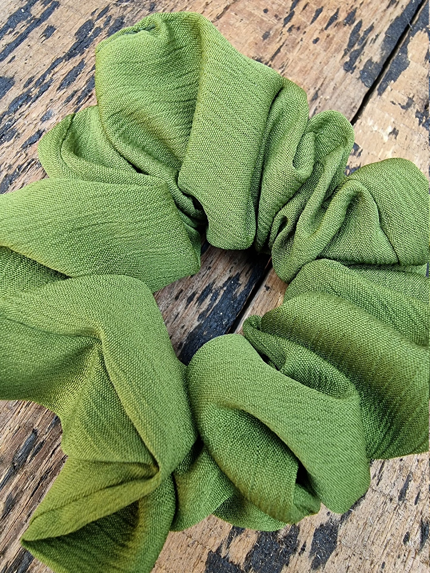 Forest Green Crinkle Crepe Scrunchie | Hair Tie