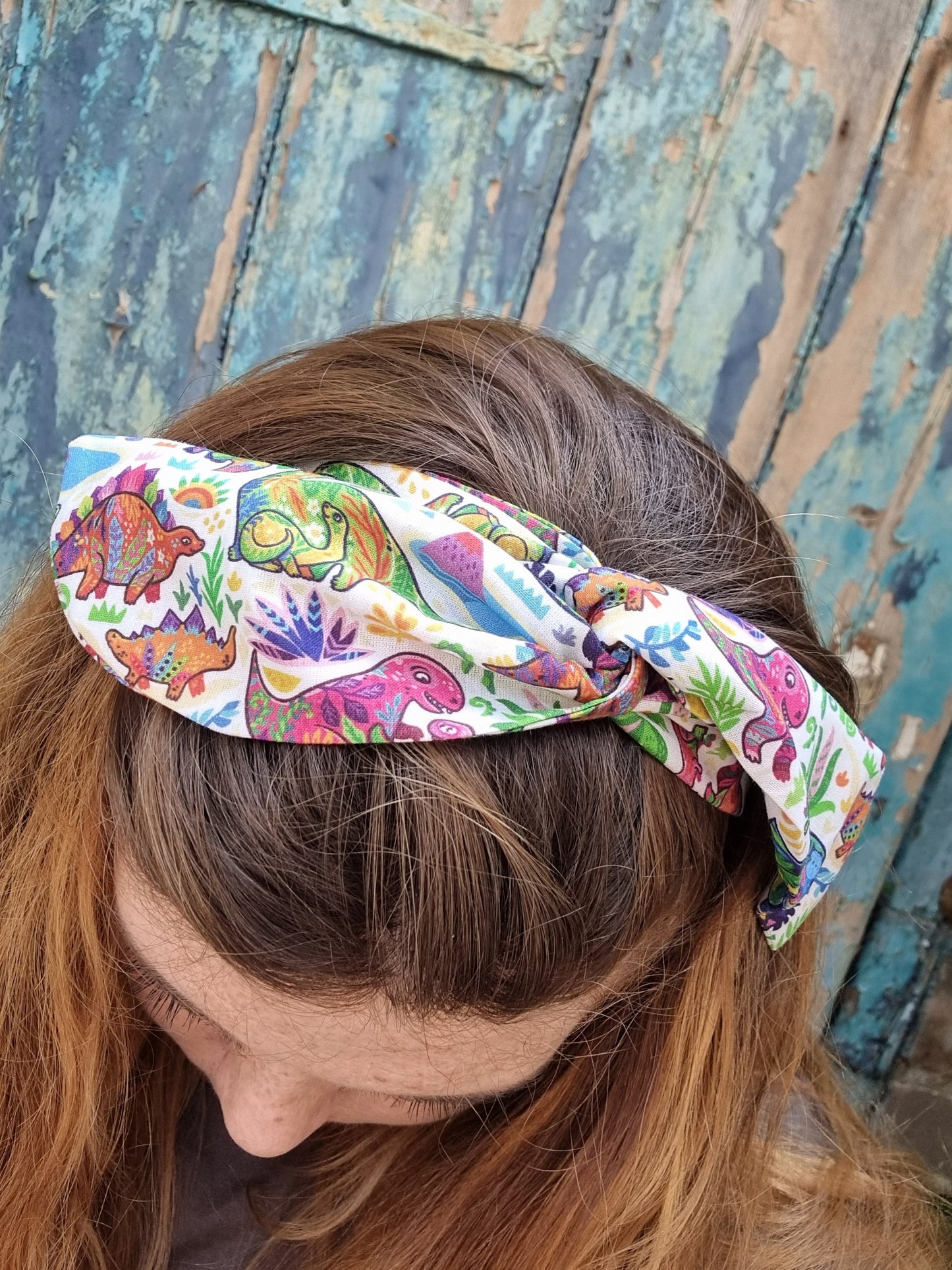 Funky Rainbow Dinosaurs Wired Headband