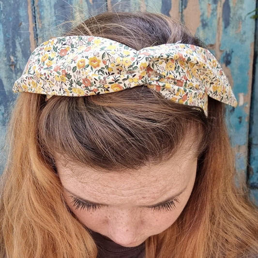 Vintage Yellow Mini Floral Wired Headband