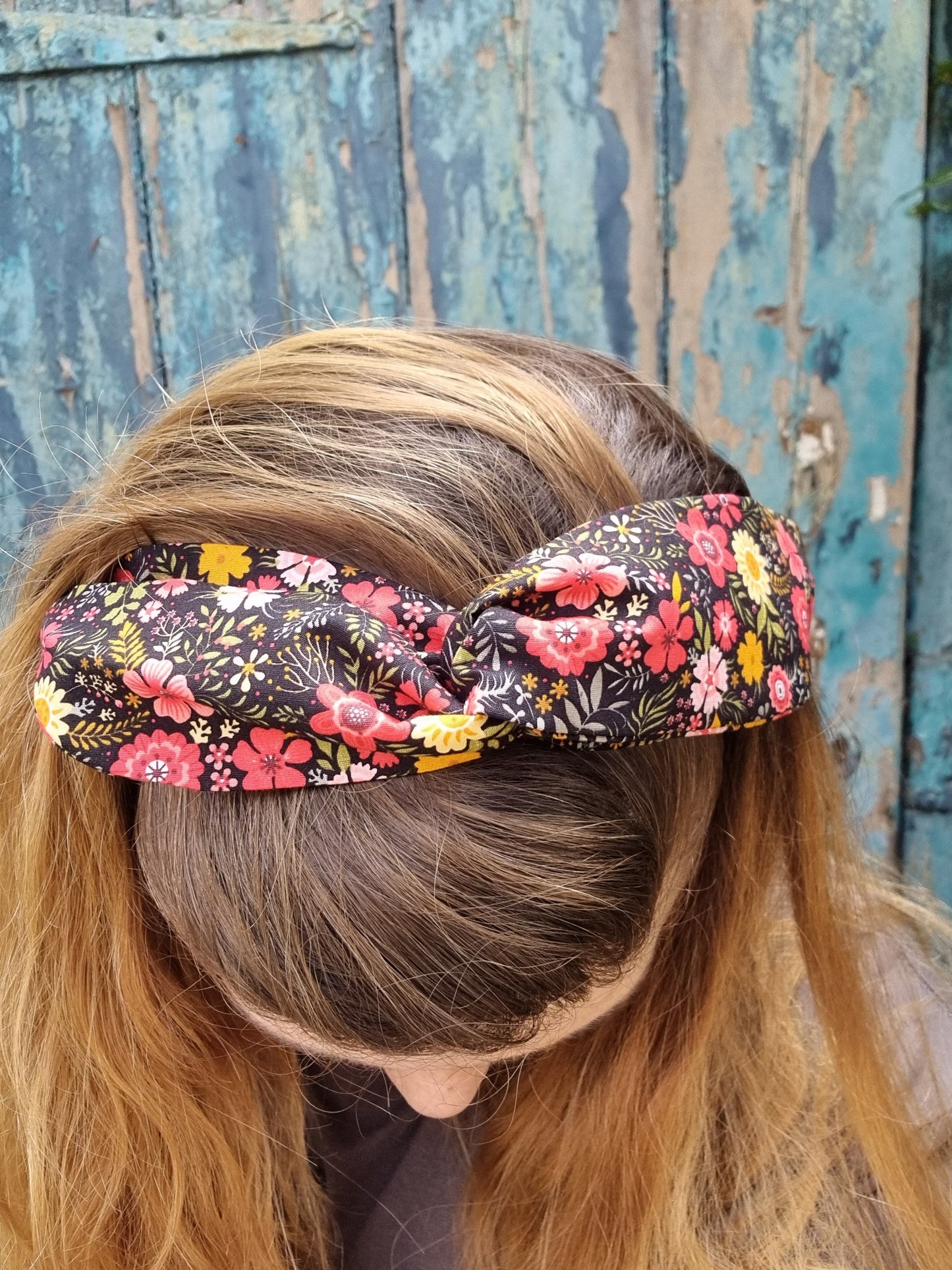 Black and Bright Floral Wired Headband