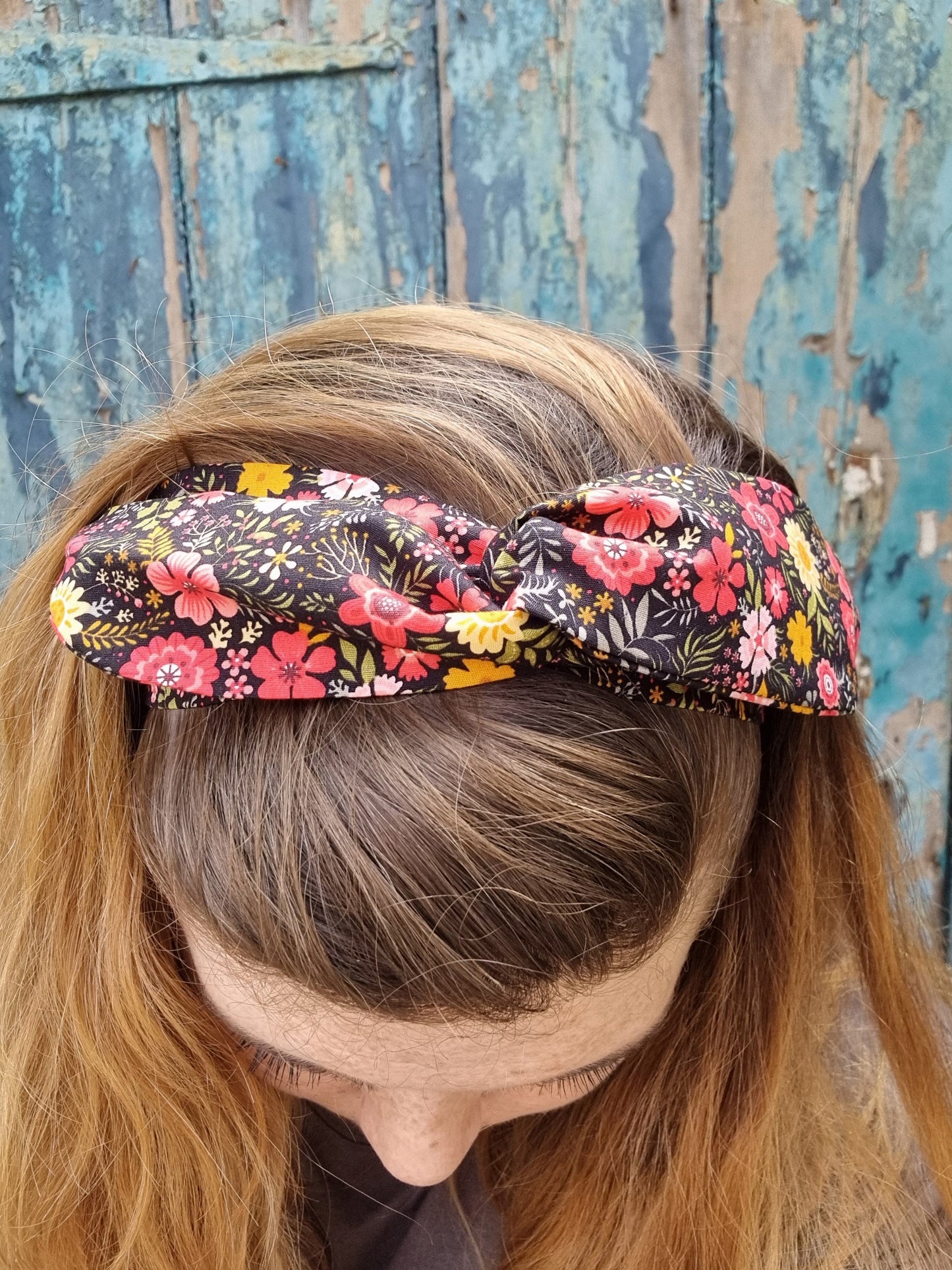 Black and Bright Floral Wired Headband