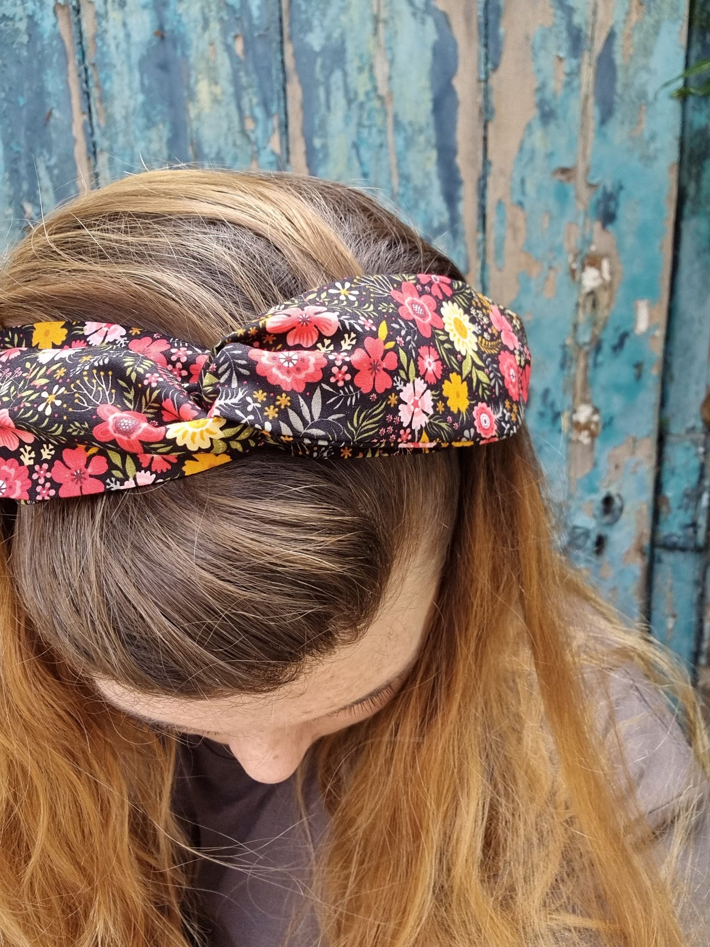 Black and Bright Floral Wired Headband